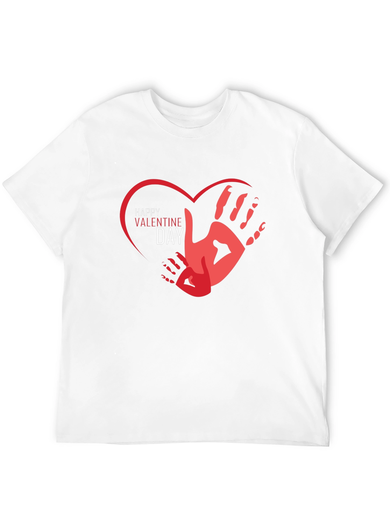Happy Valentines Day Handprint Heart Graphic Tee