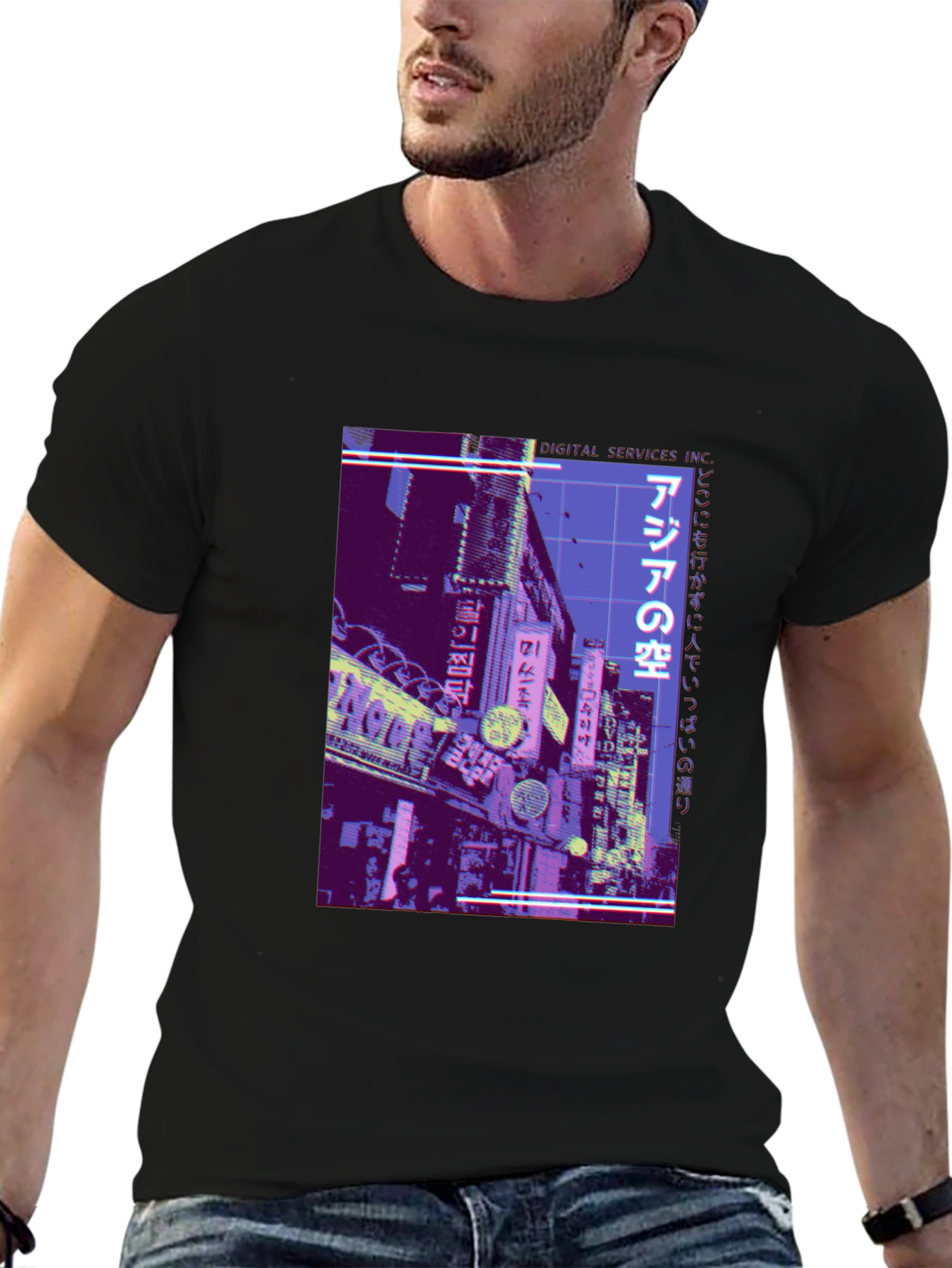 Asia Street Scene T-Shirt - Cyberpunk Style