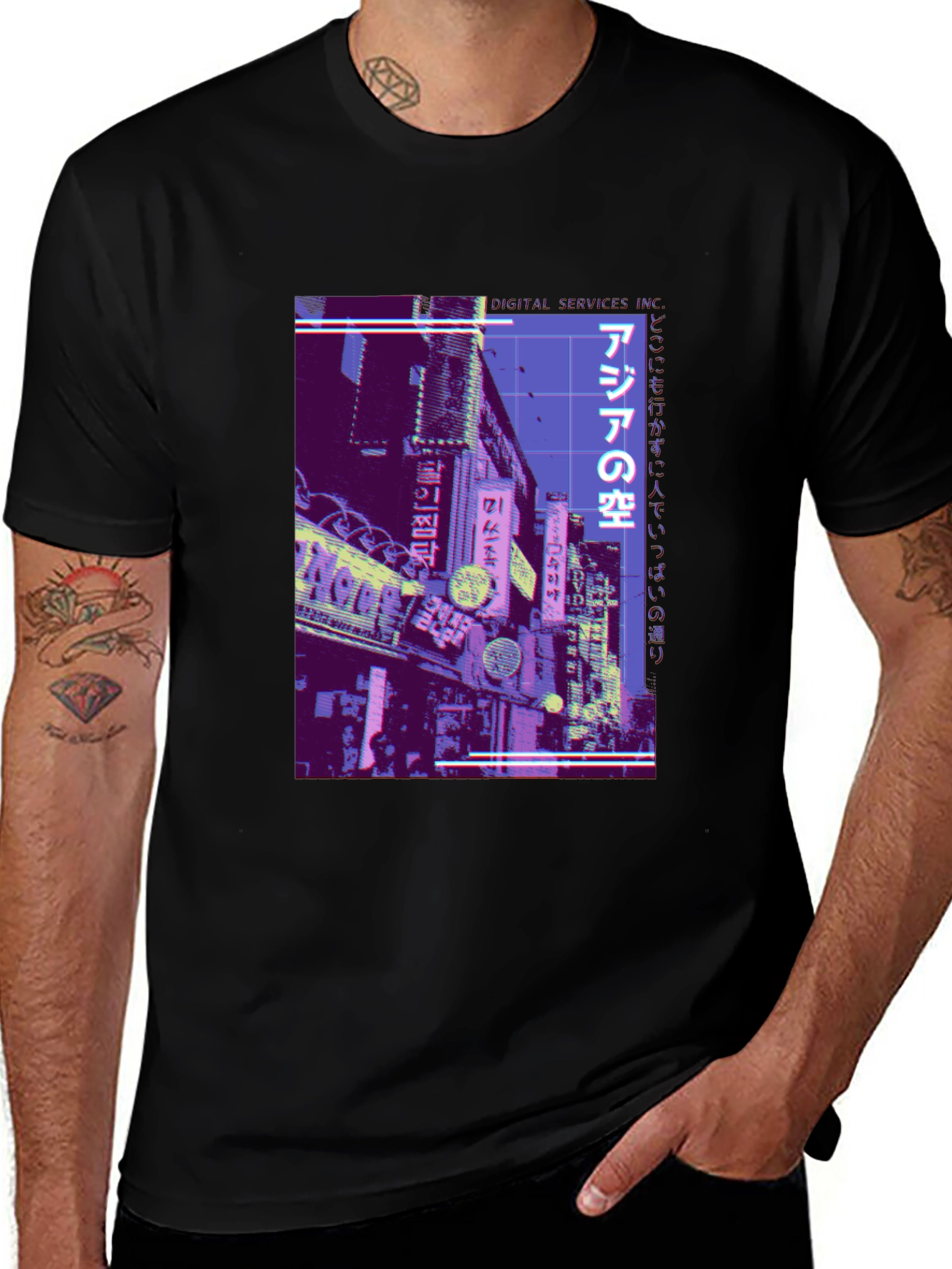 Asia Street Scene T-Shirt - Cyberpunk Style