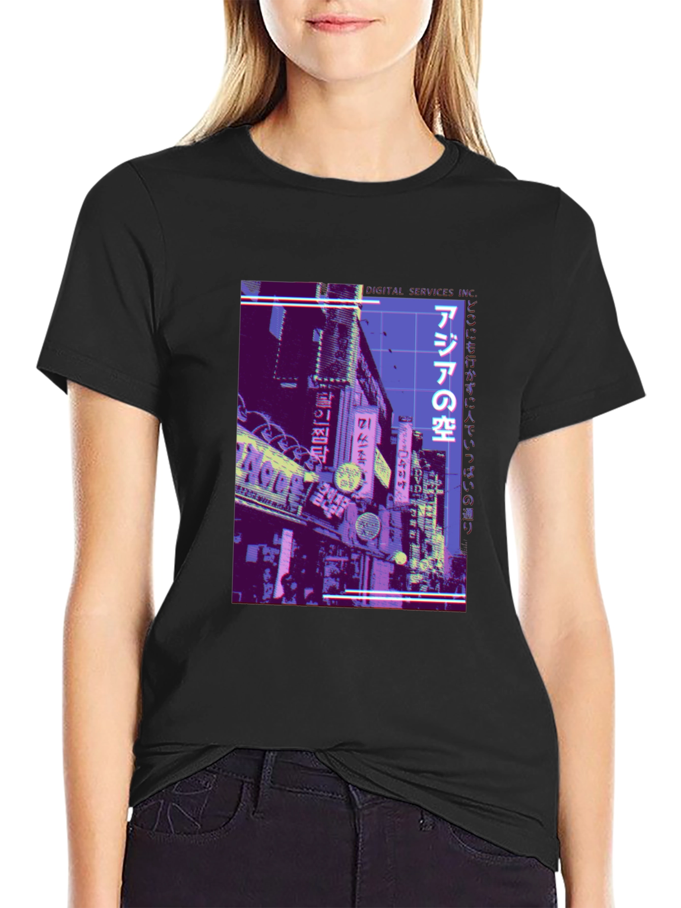 Asia Street Scene T-Shirt - Cyberpunk Style