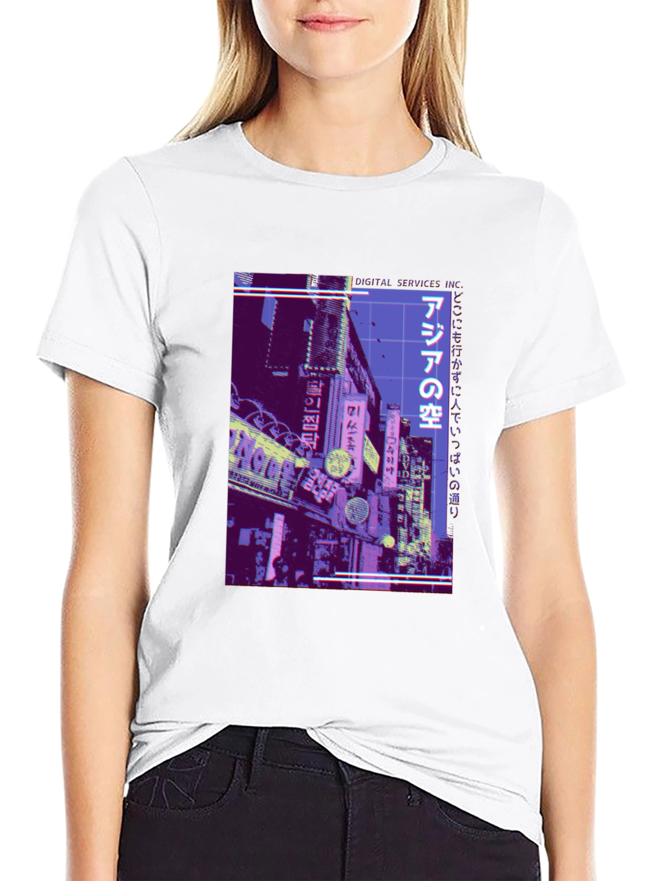 Asia Street Scene T-Shirt - Cyberpunk Style