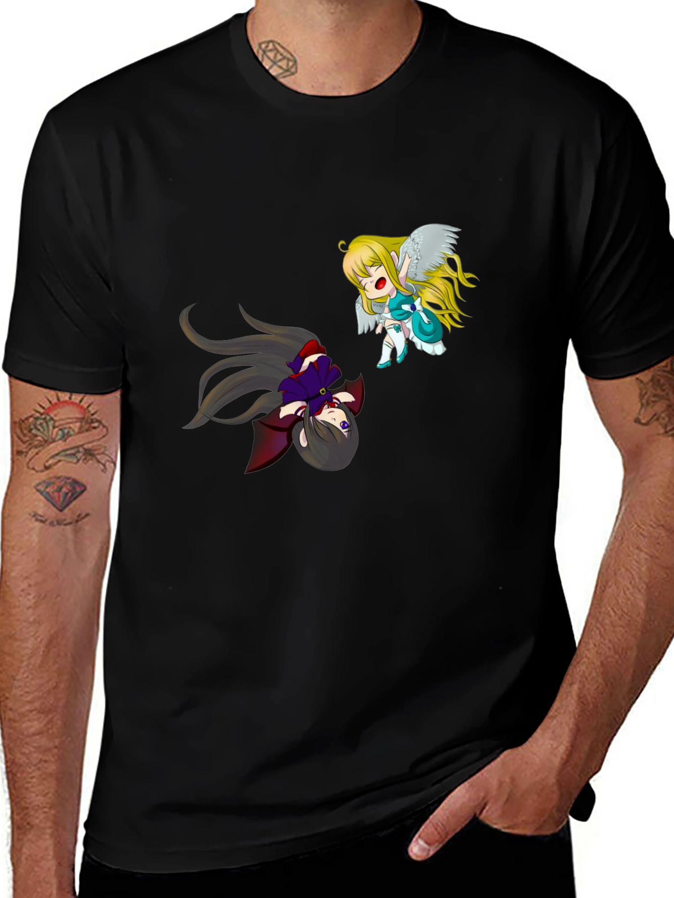 Anime Graphic Tee - Angel vs. Devil T-Shirt