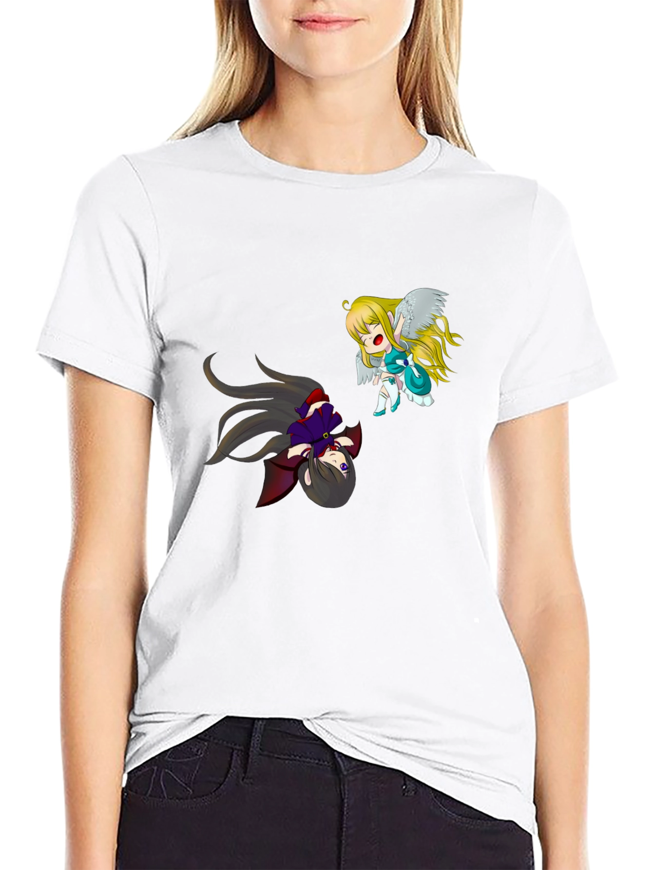 Anime Graphic Tee - Angel vs. Devil T-Shirt