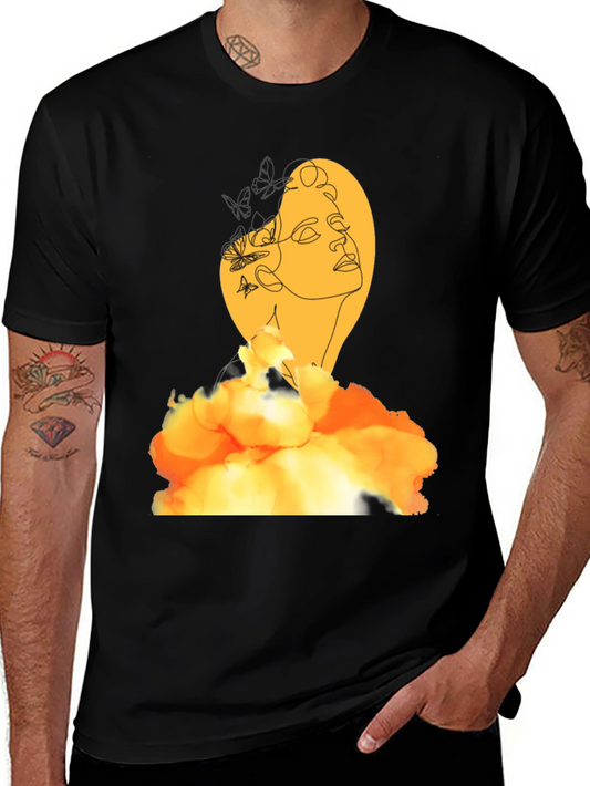 Abstract Woman Graphic Print Black T-Shirt