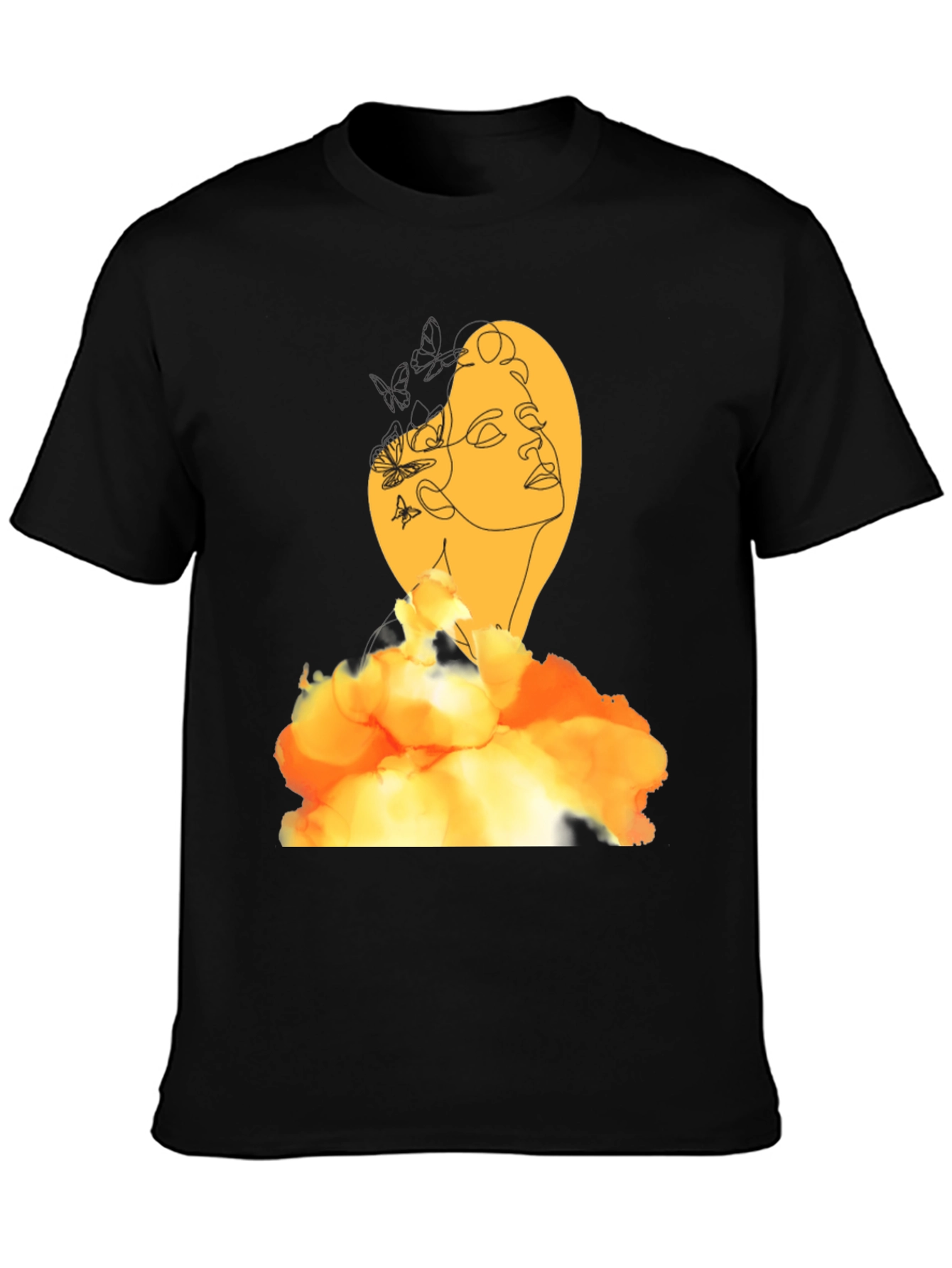 Abstract Woman Graphic Print Black T-Shirt