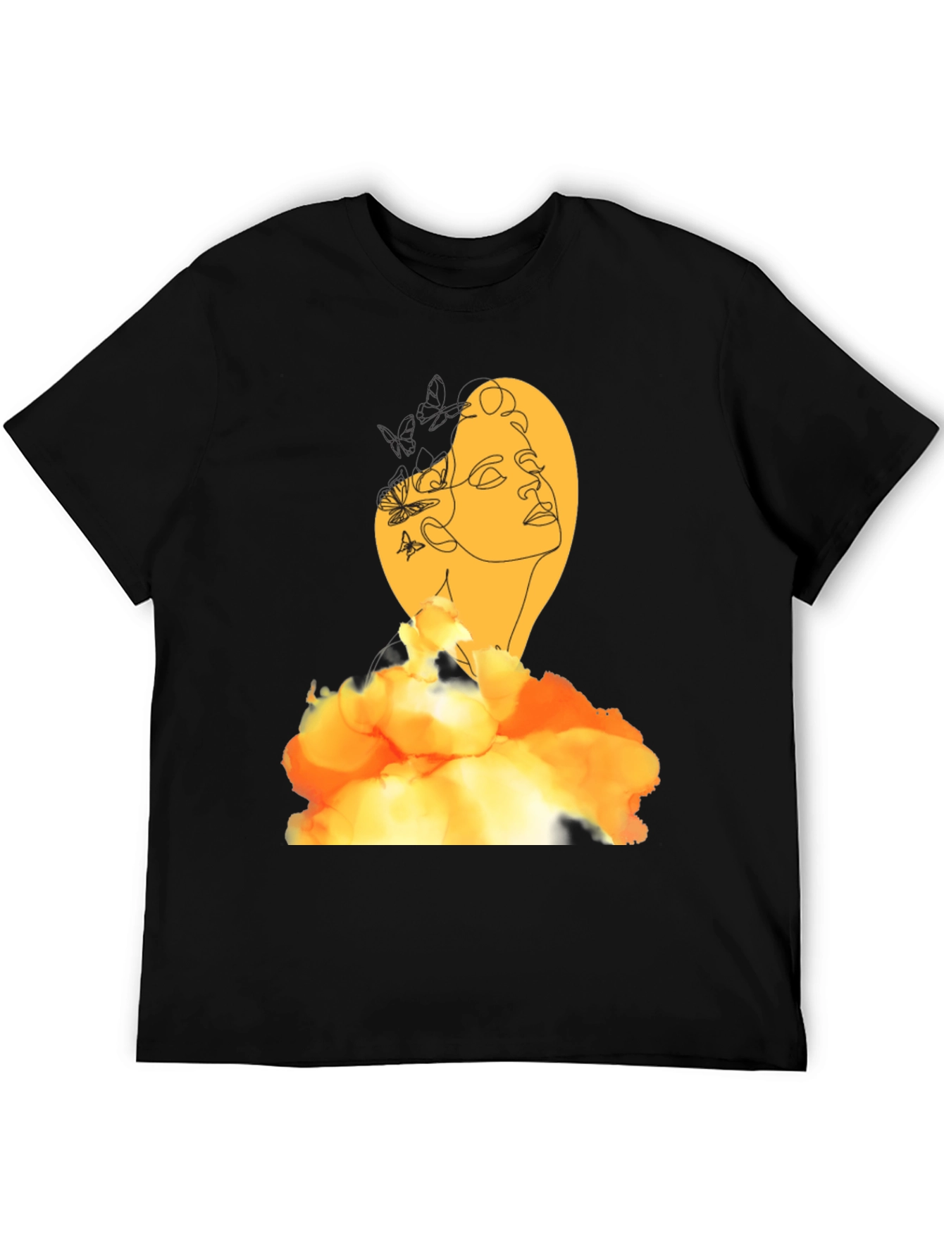 Abstract Woman Graphic Print Black T-Shirt