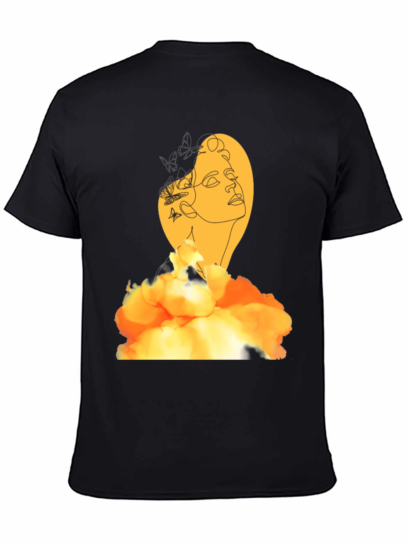 Abstract Woman Graphic Print Black T-Shirt