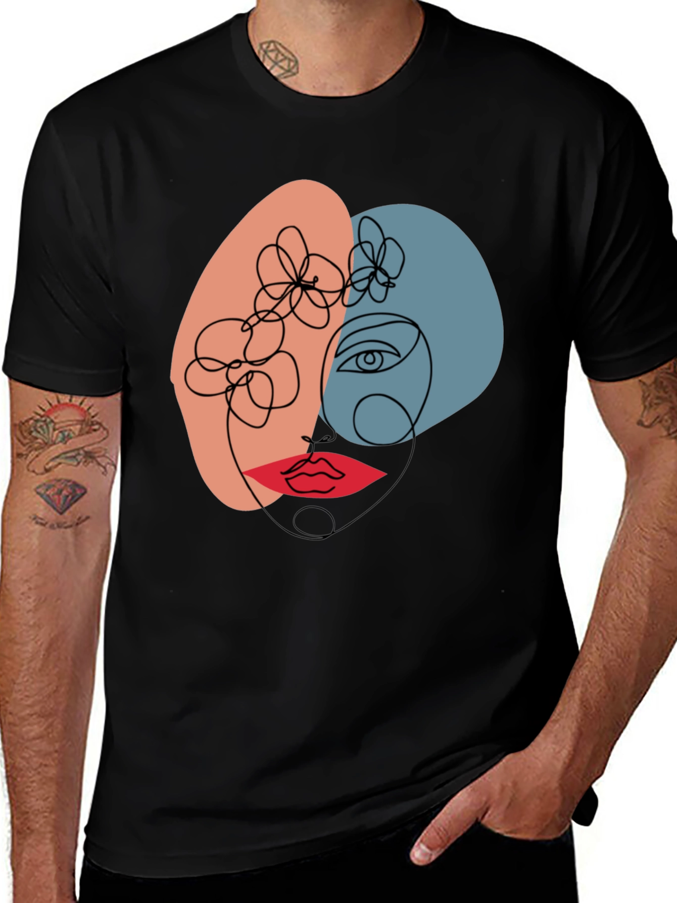 Abstract Face Line Art Graphic Tee