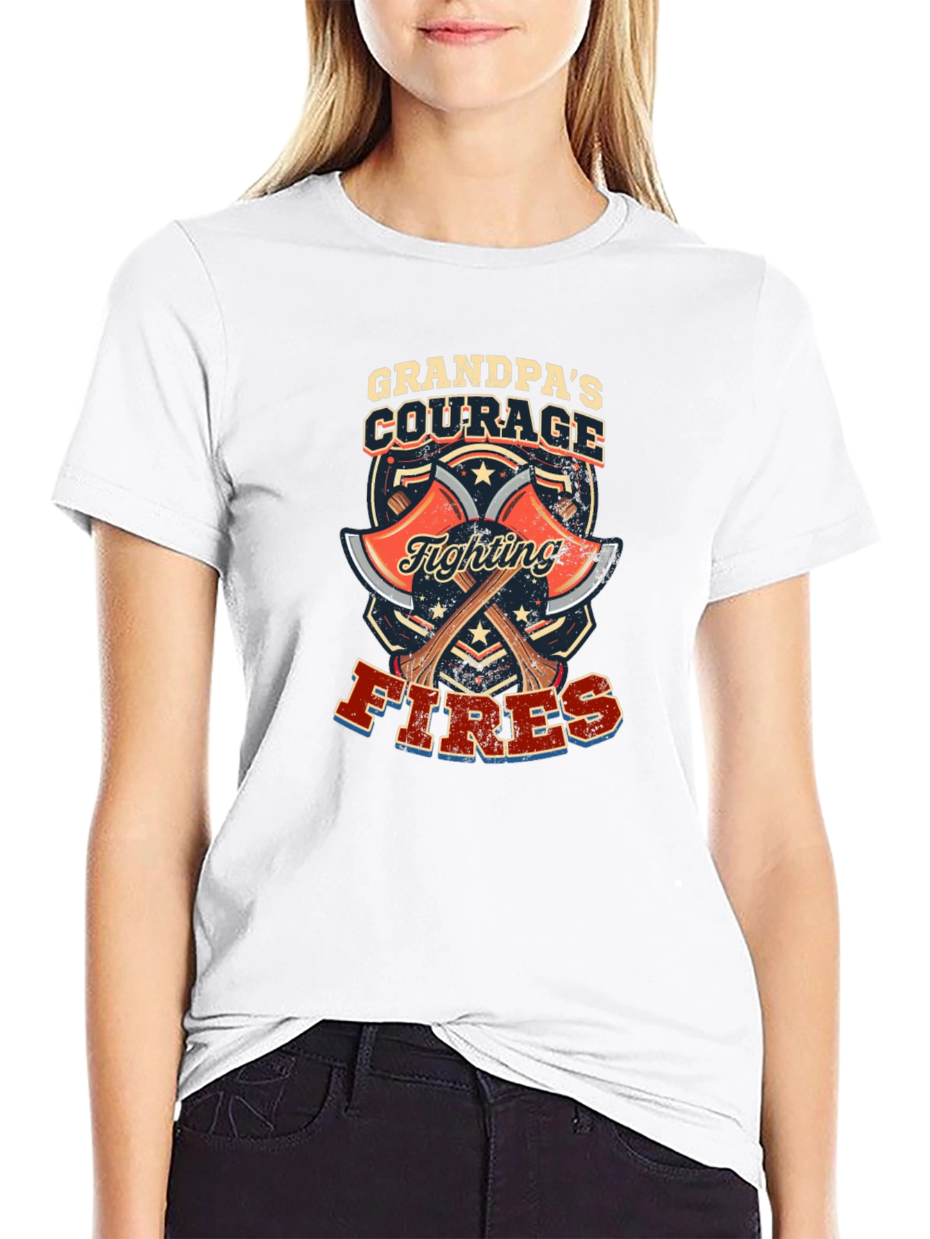 Grandpas Courage Firefighter Graphic T-Shirt