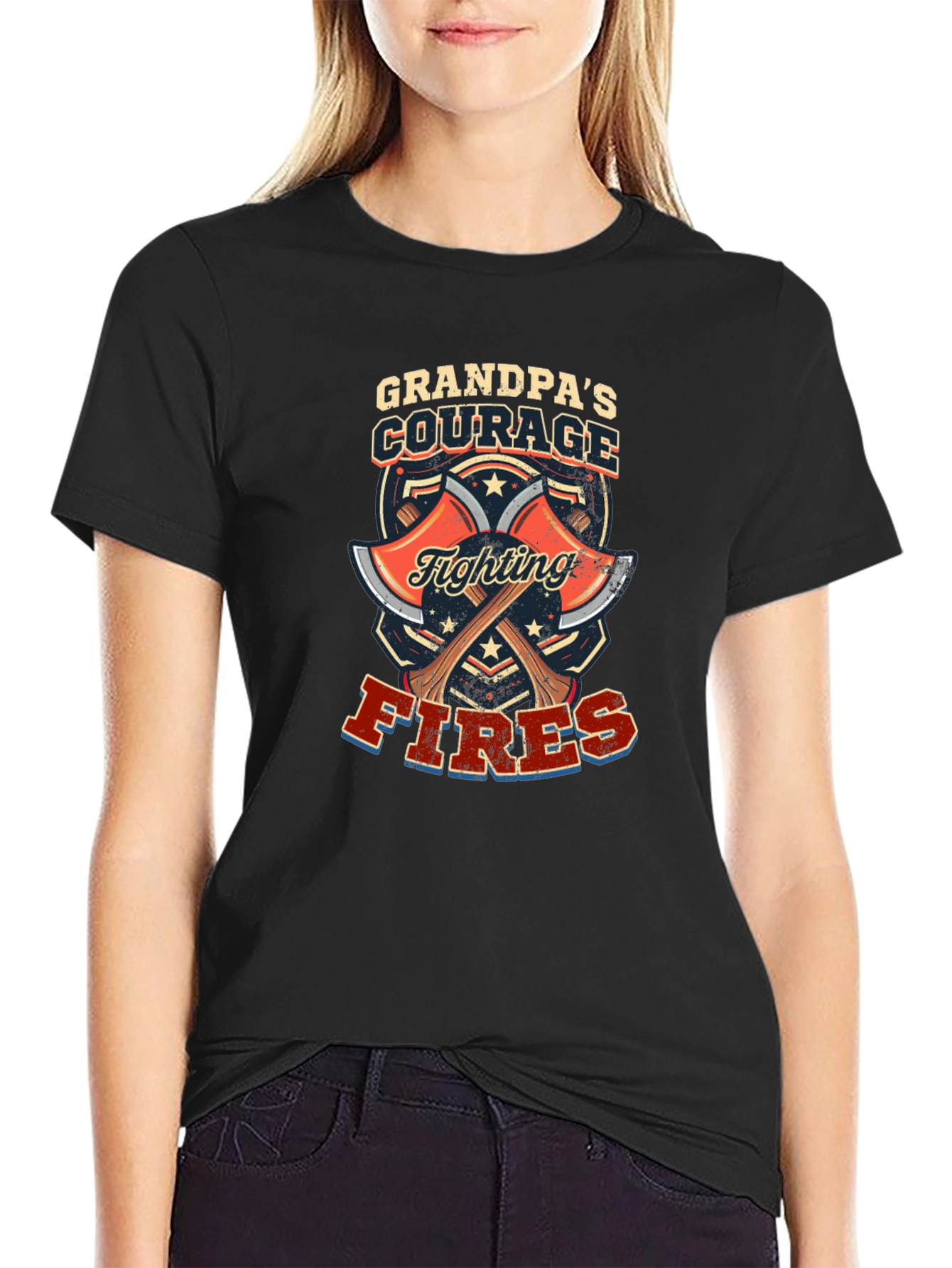 Grandpas Courage Firefighter Graphic T-Shirt