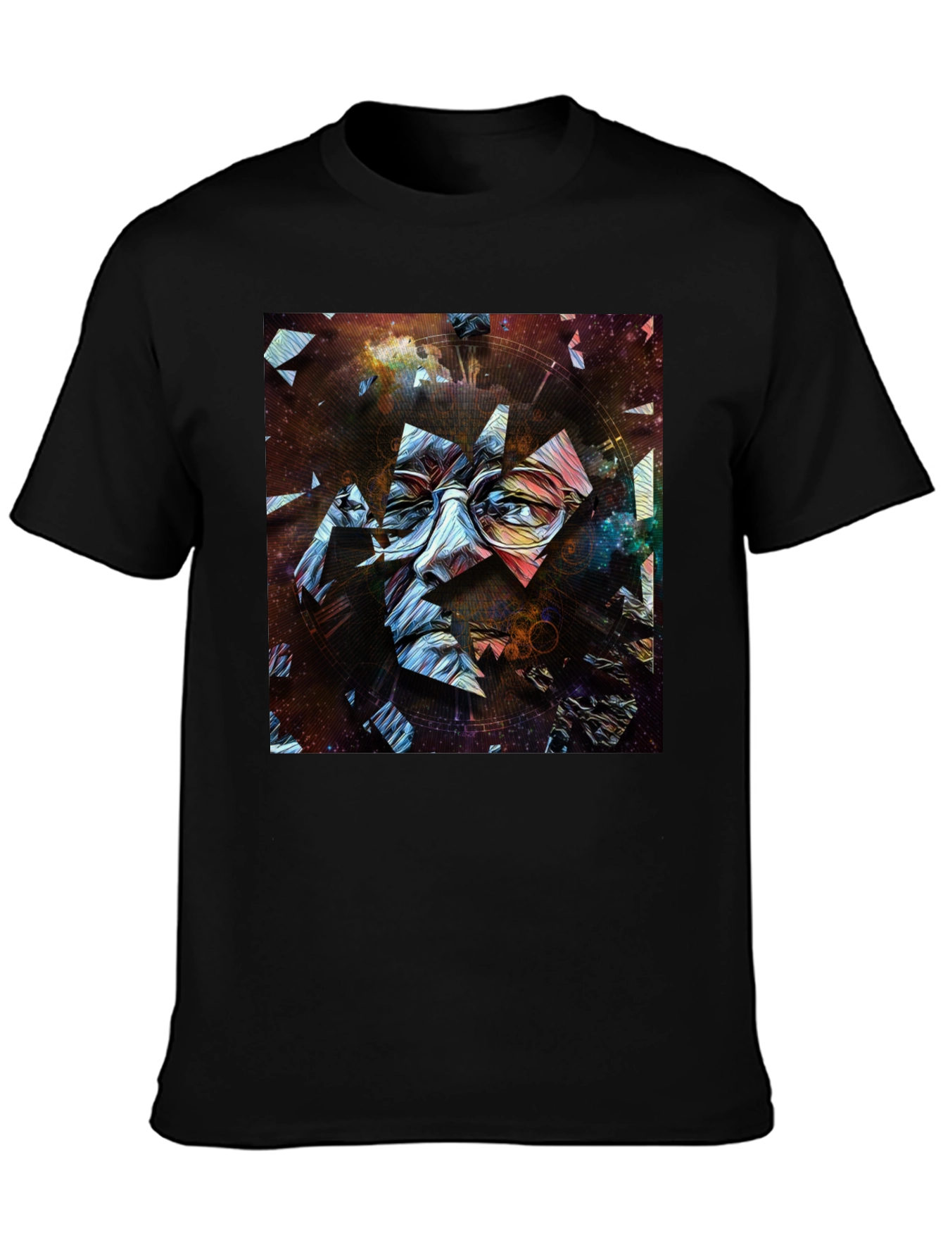 Abstract Face Print Mens Black T-Shirt