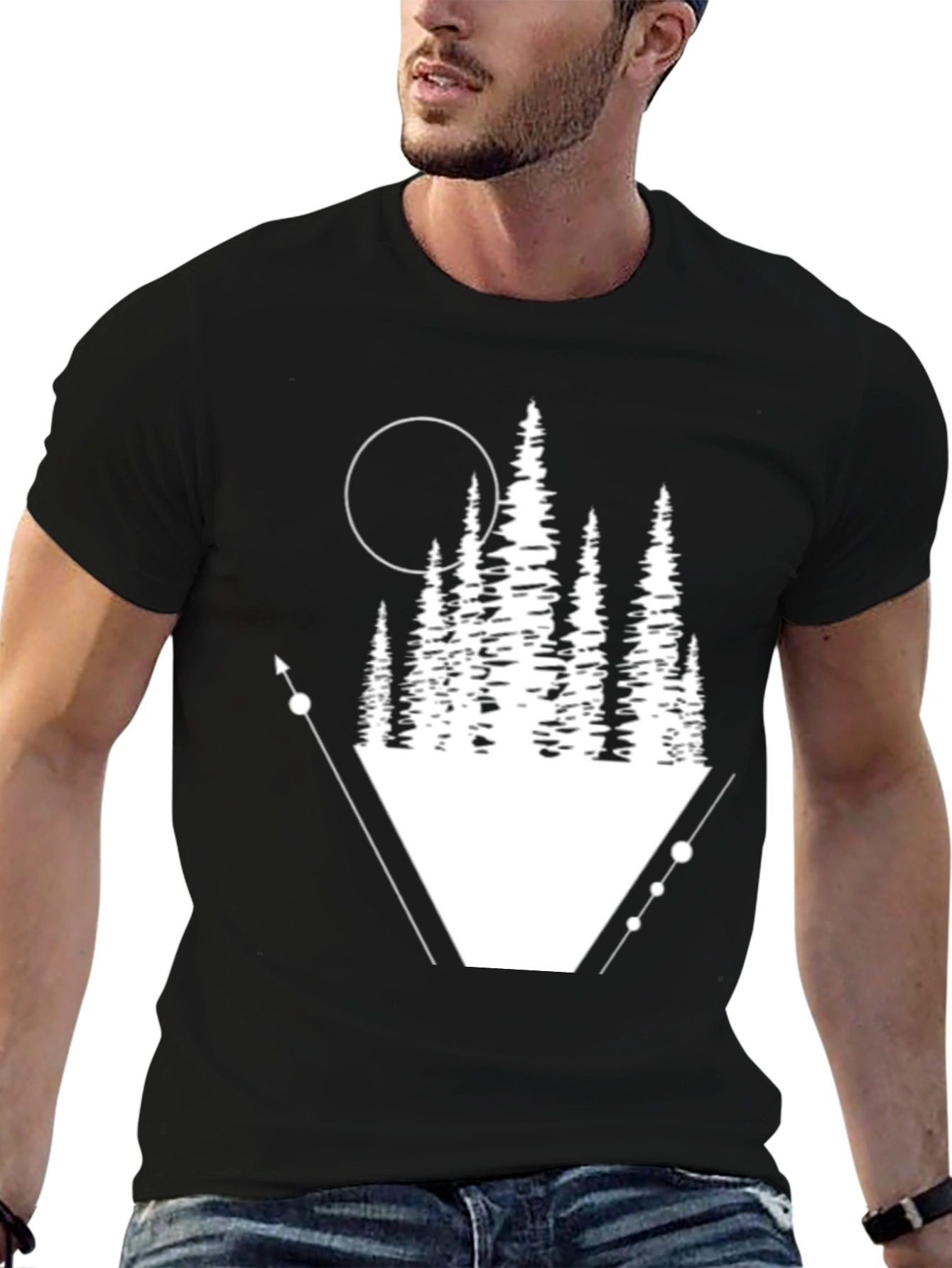 Geometric Forest Graphic Tee - Black T-Shirt
