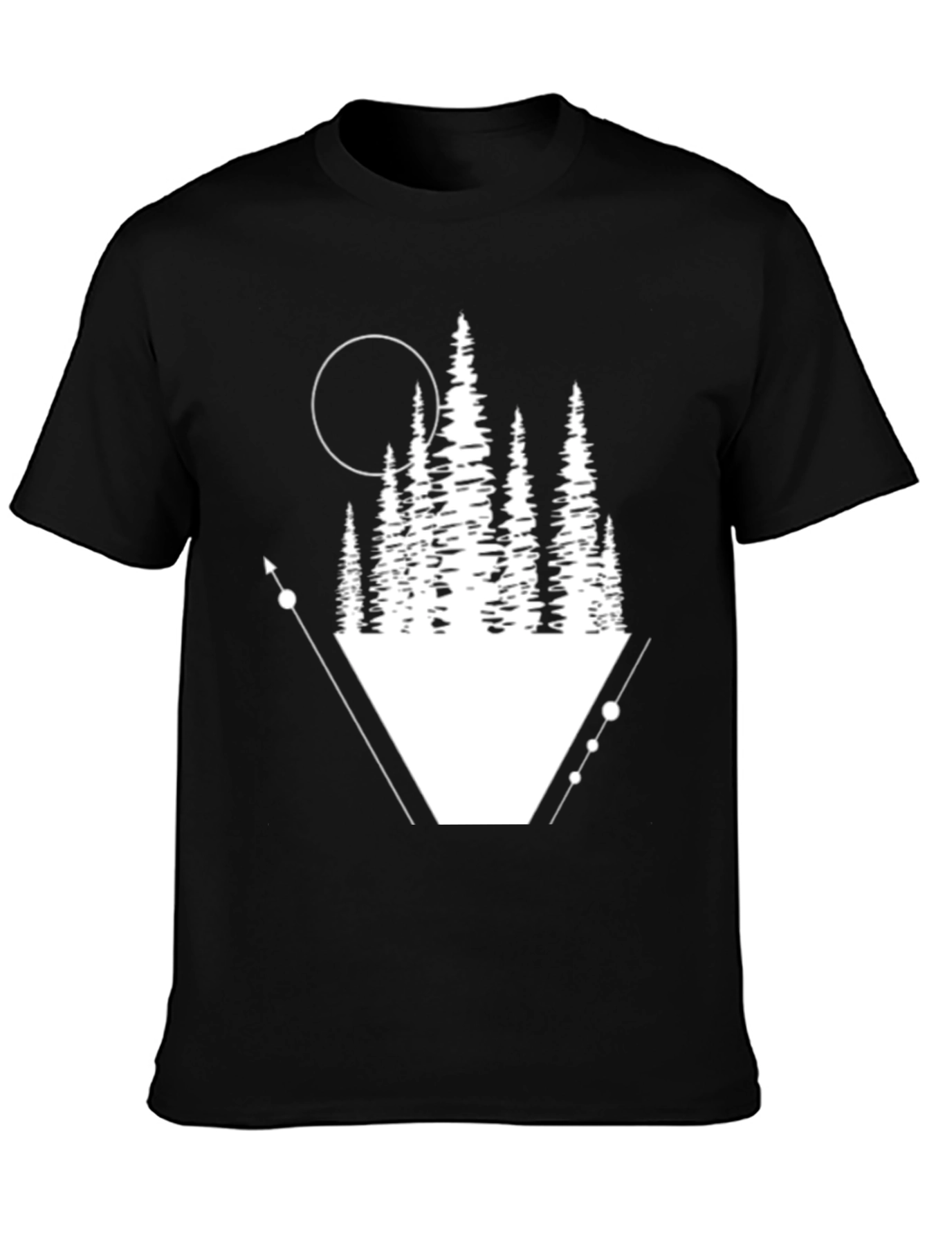 Geometric Forest Graphic Tee - Black T-Shirt