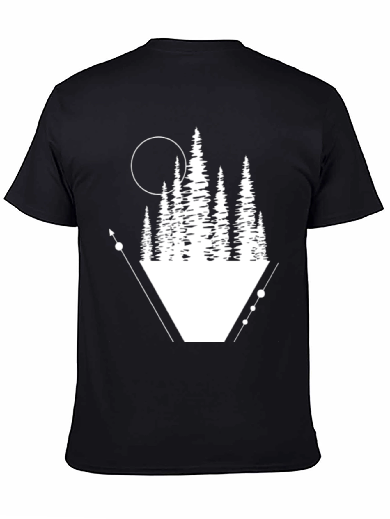 Geometric Forest Graphic Tee - Black T-Shirt