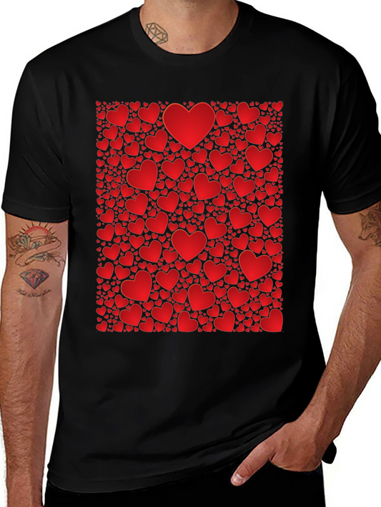 Heart Pattern Black Graphic Tee - Valentines Day Ready