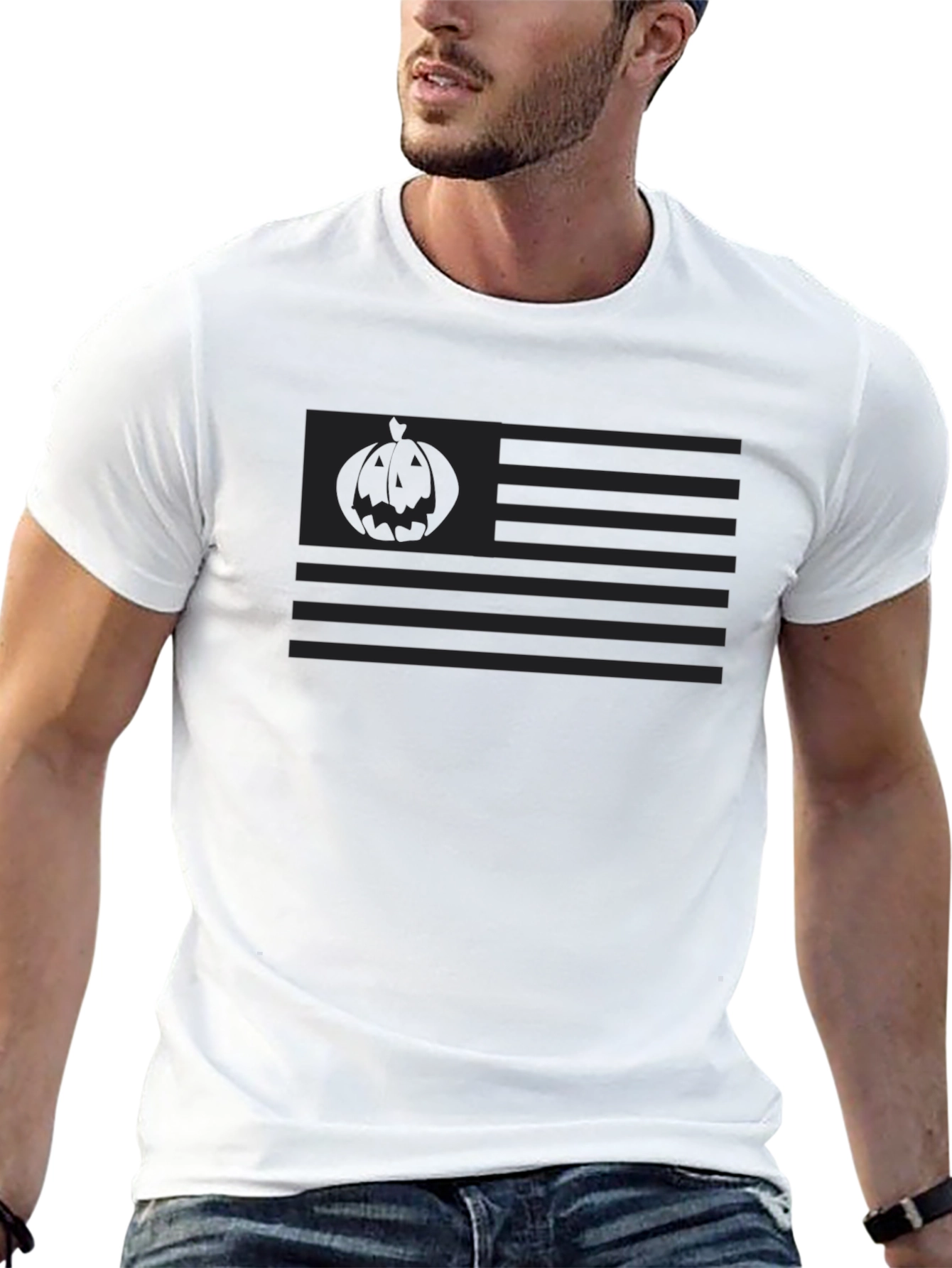 Halloween American Flag Graphic Tee - Black