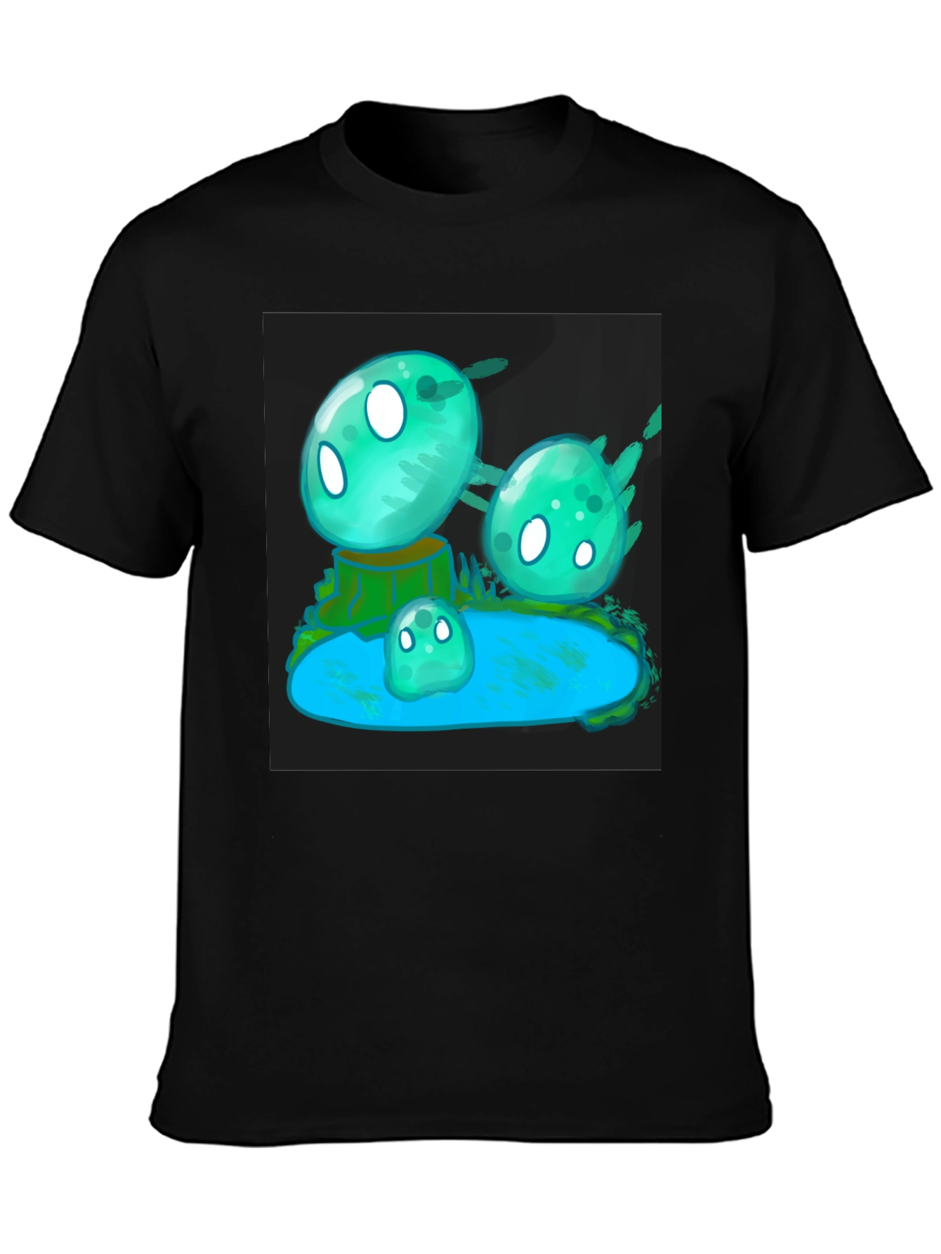 Aqua Slime T-Shirt - Gaming Cartoon Design