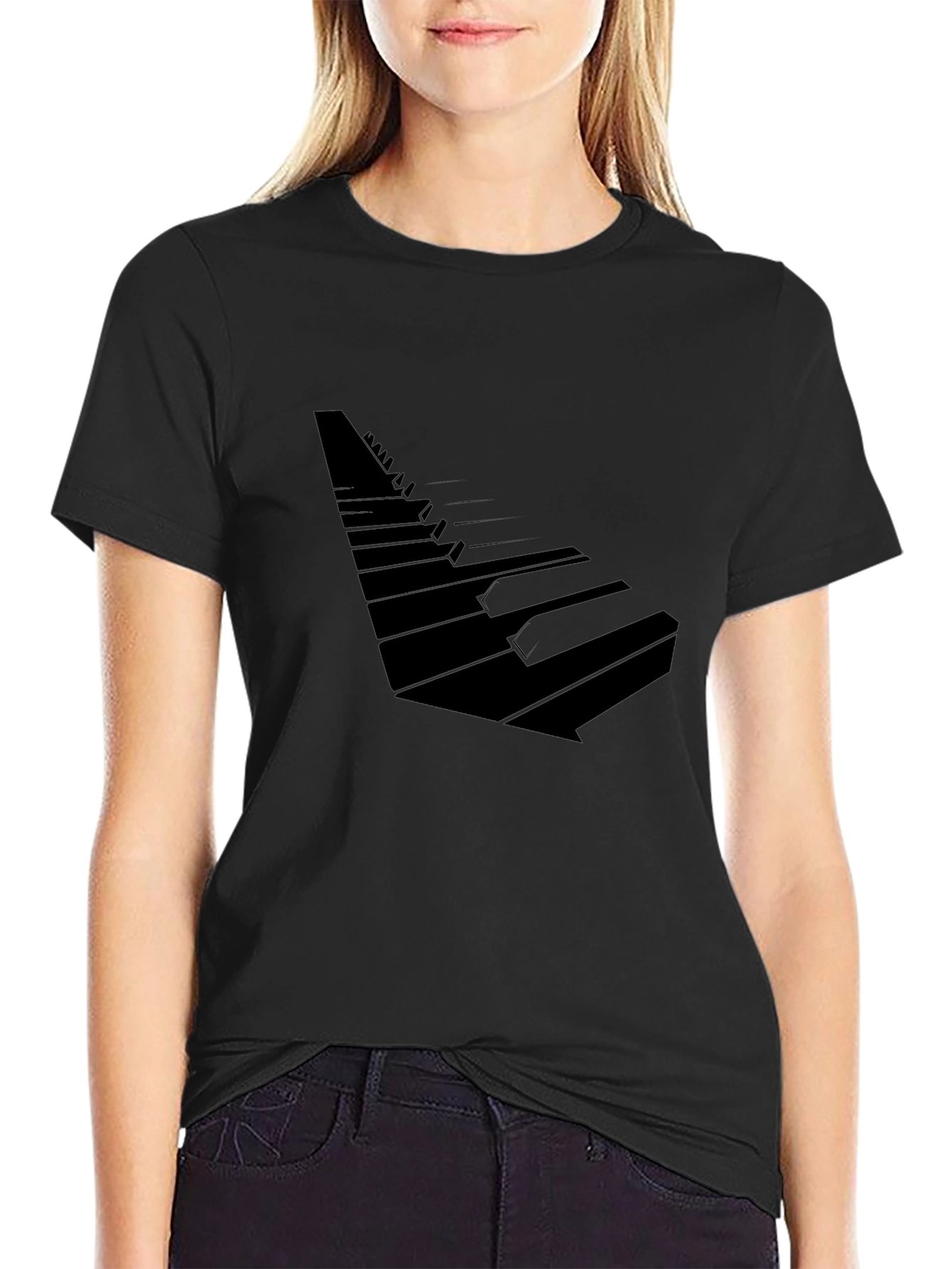 Abstract Piano Keys Black T-Shirt