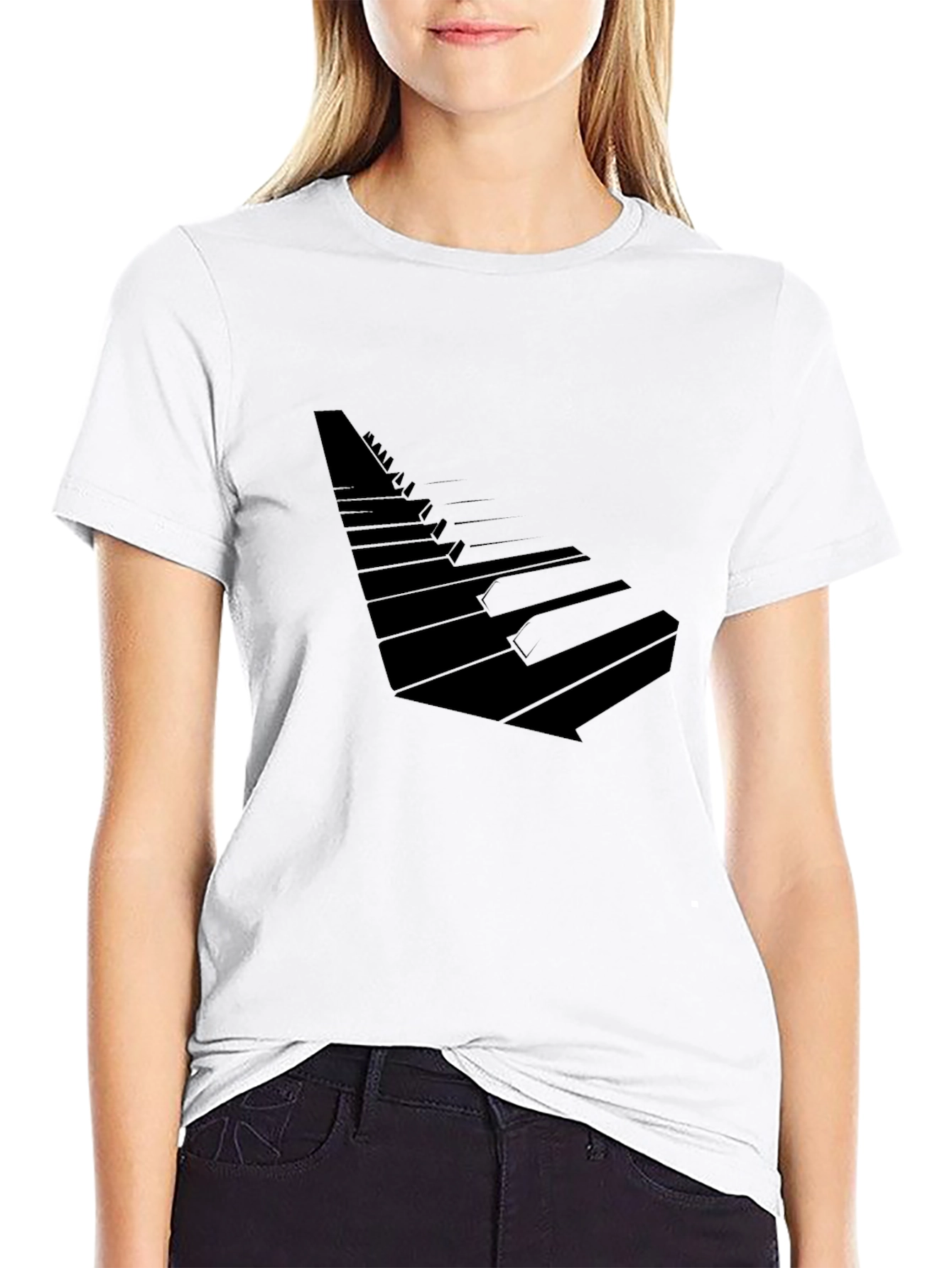 Abstract Piano Keys Black T-Shirt