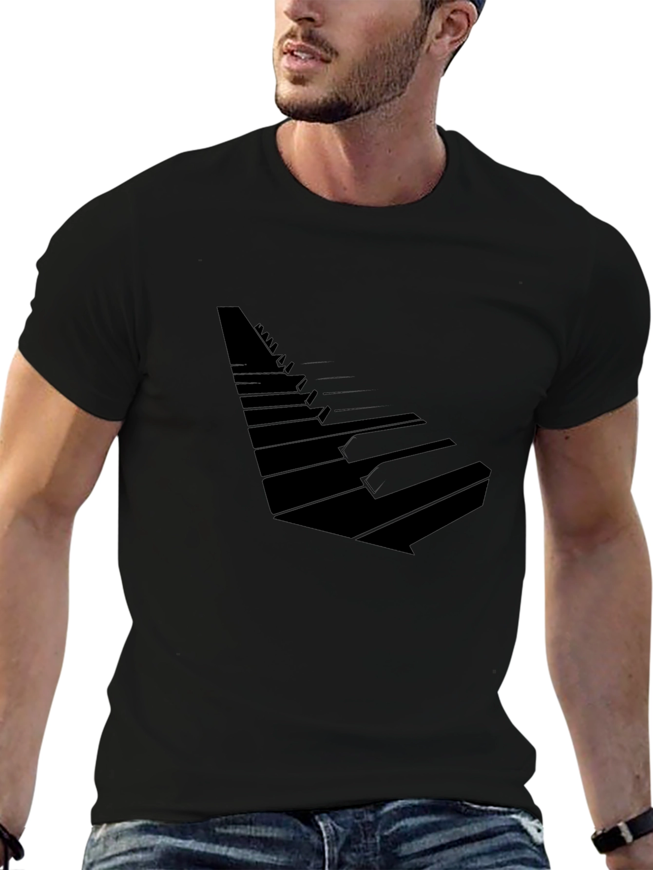 Abstract Piano Keys Black T-Shirt