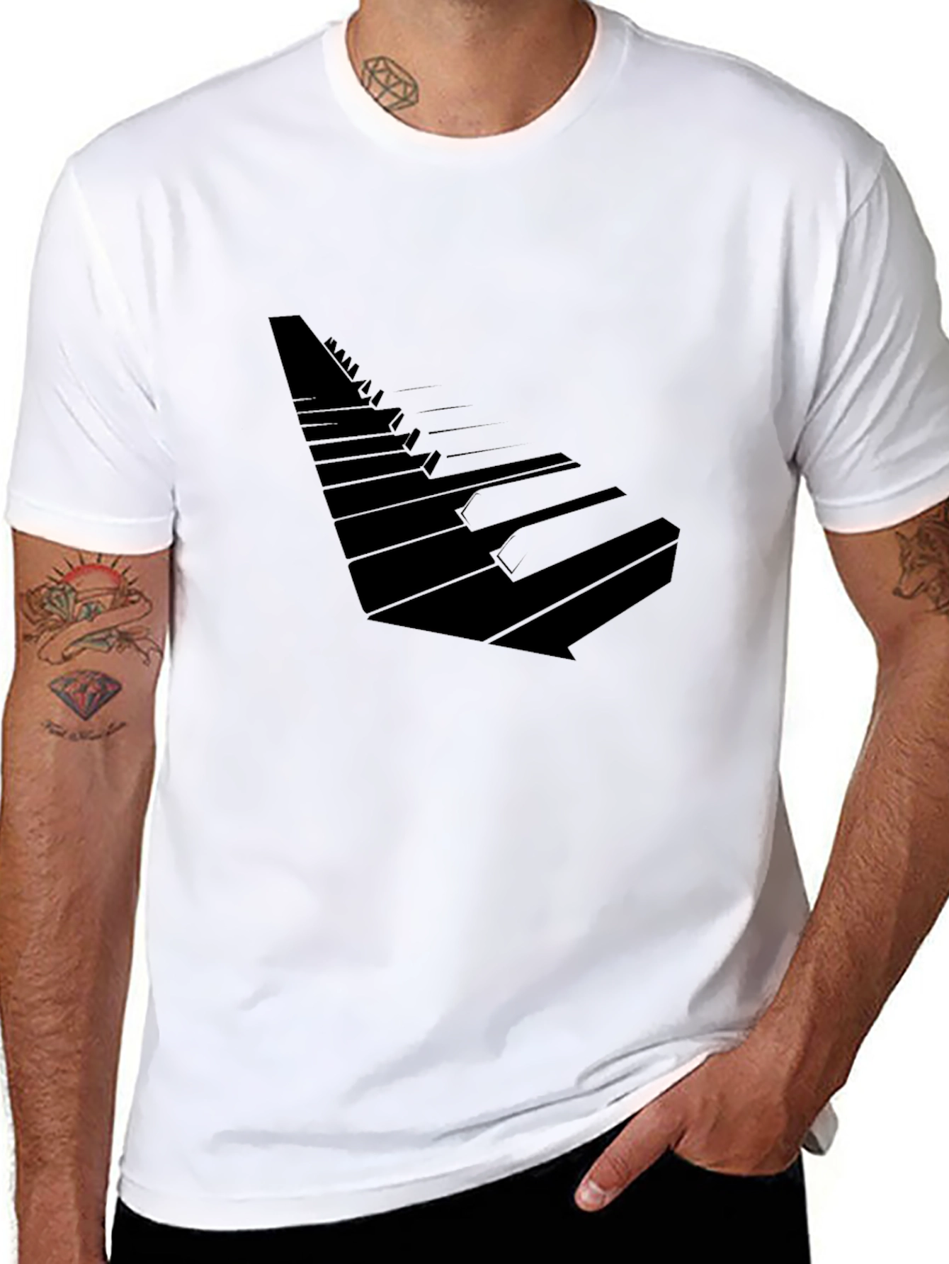 Abstract Piano Keys Black T-Shirt