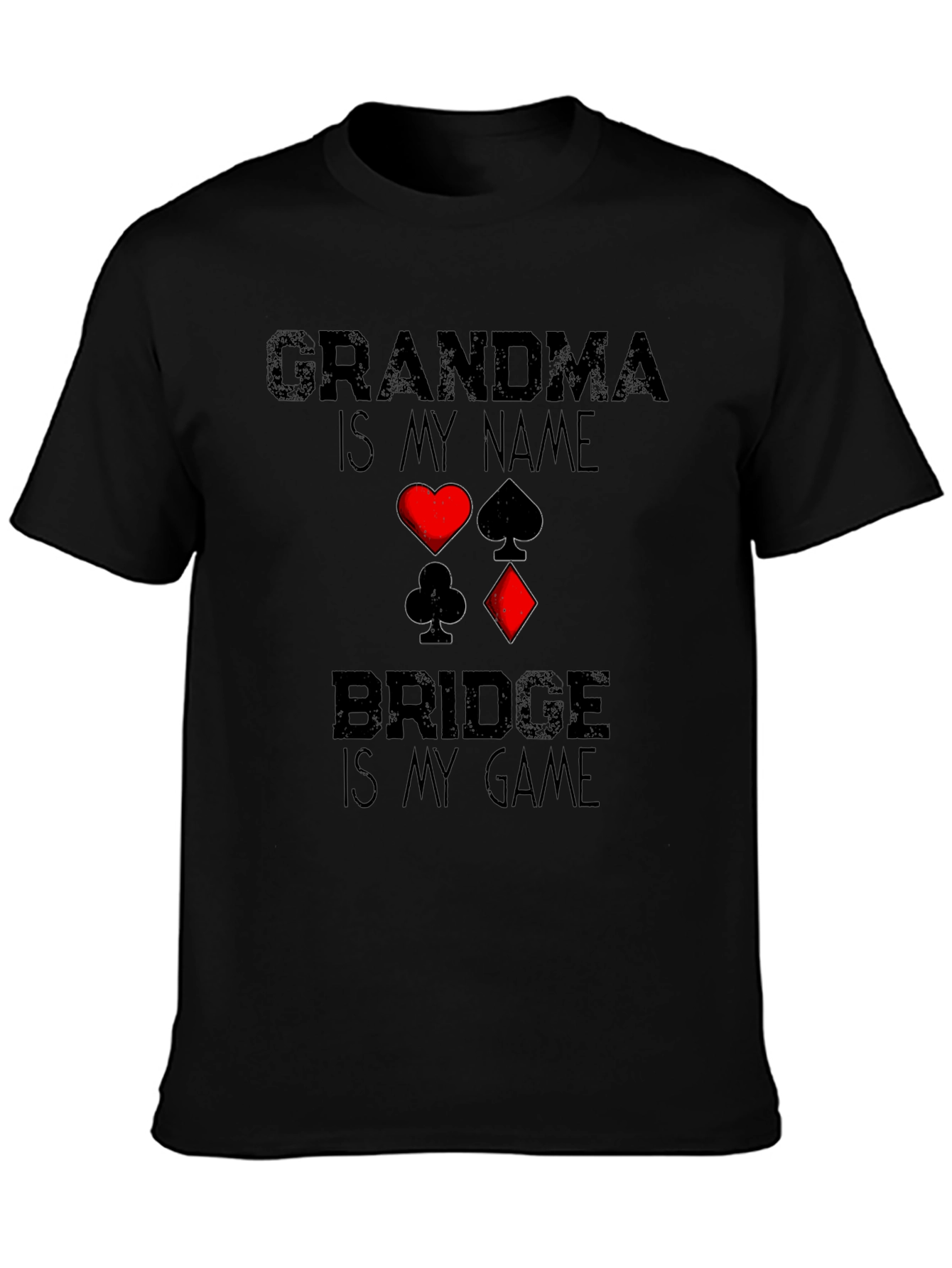 Grandma Bridge Game T-Shirt: Playing Card Suits Graphic Tee
