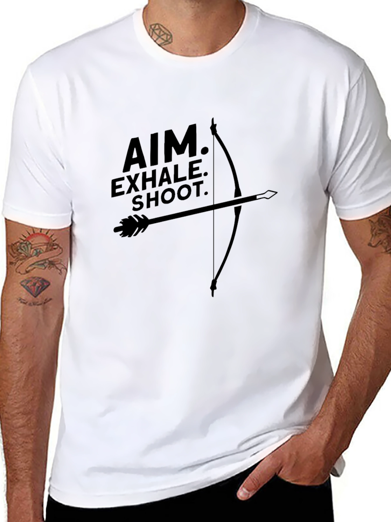 Aim Exhale Shoot Black T-Shirt Archery Design