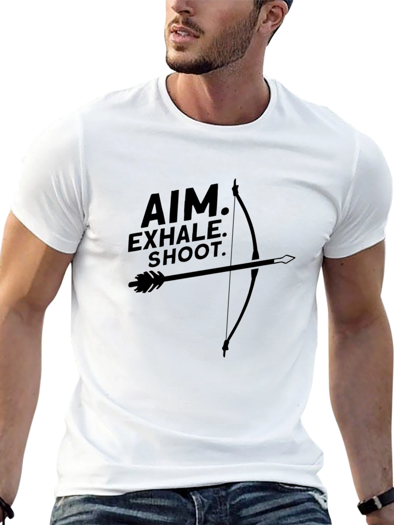 Aim Exhale Shoot Black T-Shirt Archery Design