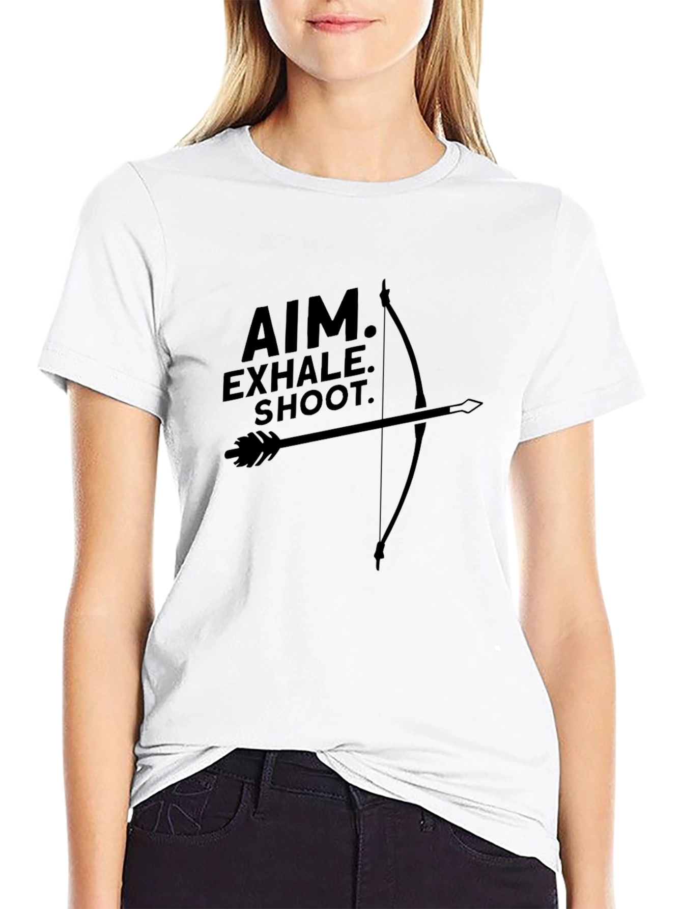 Aim Exhale Shoot Black T-Shirt Archery Design