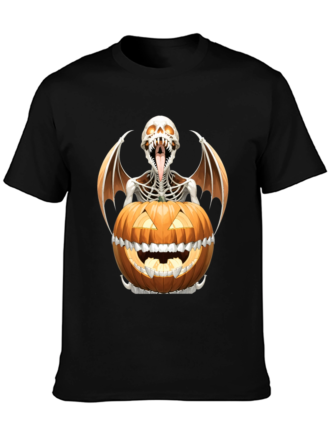 Halloween Skeleton Pumpkin Graphic Tee