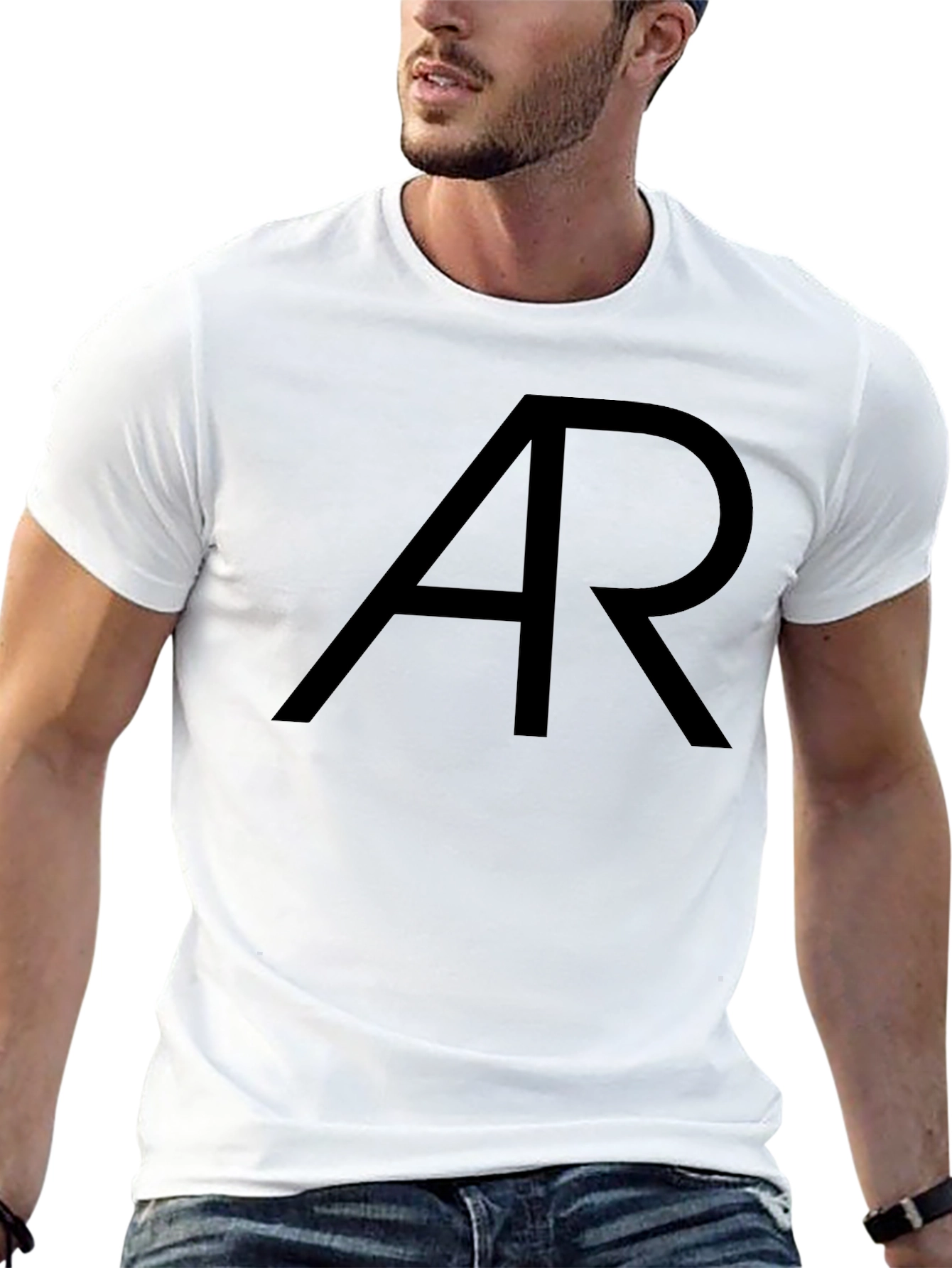AR Initial Black Graphic Tee - Modern Style