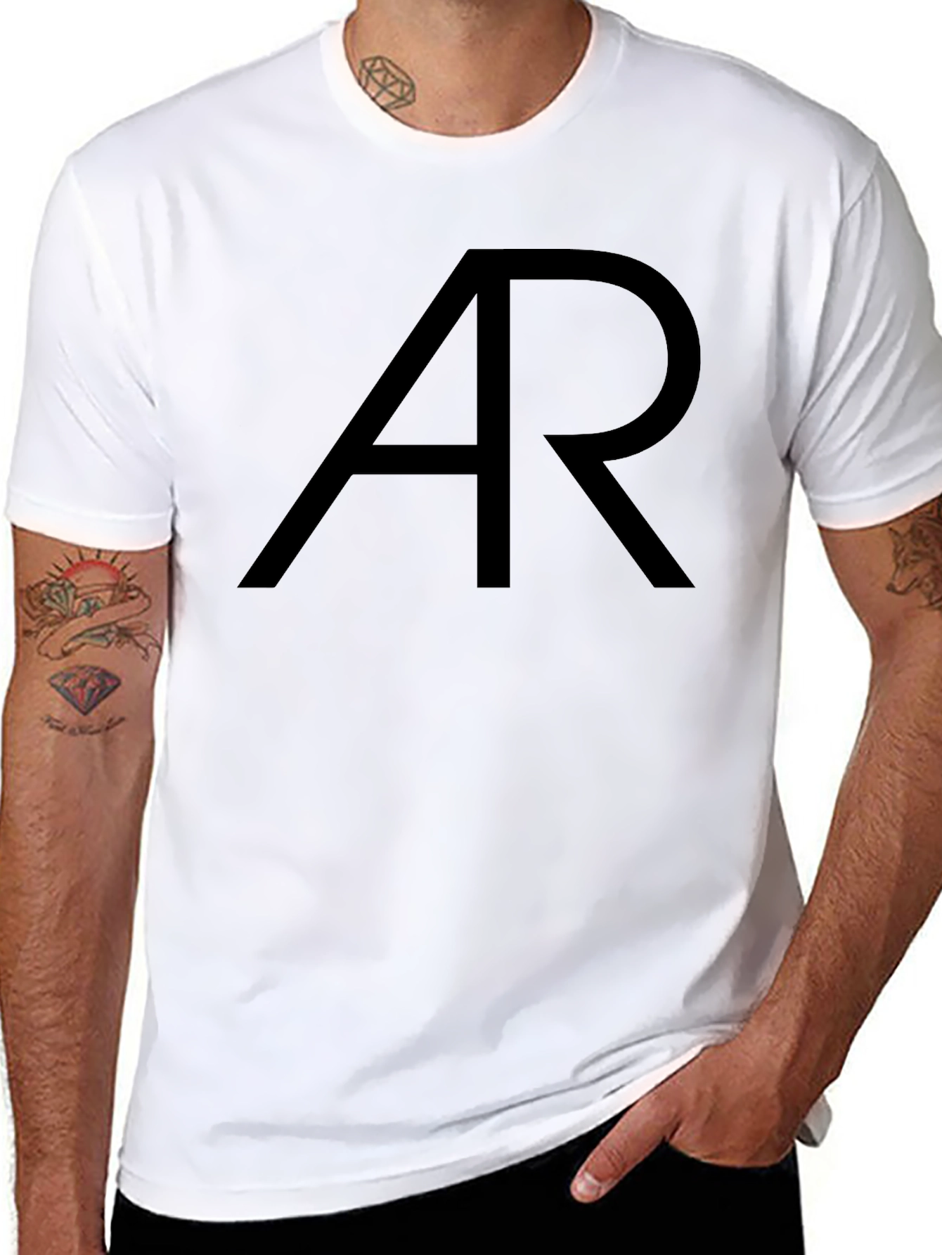 AR Initial Black Graphic Tee - Modern Style