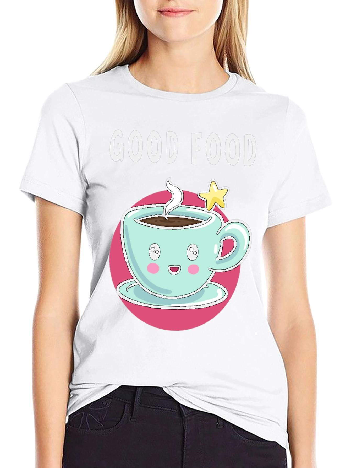 Good Food Cute Coffee Cup Graphic Tee