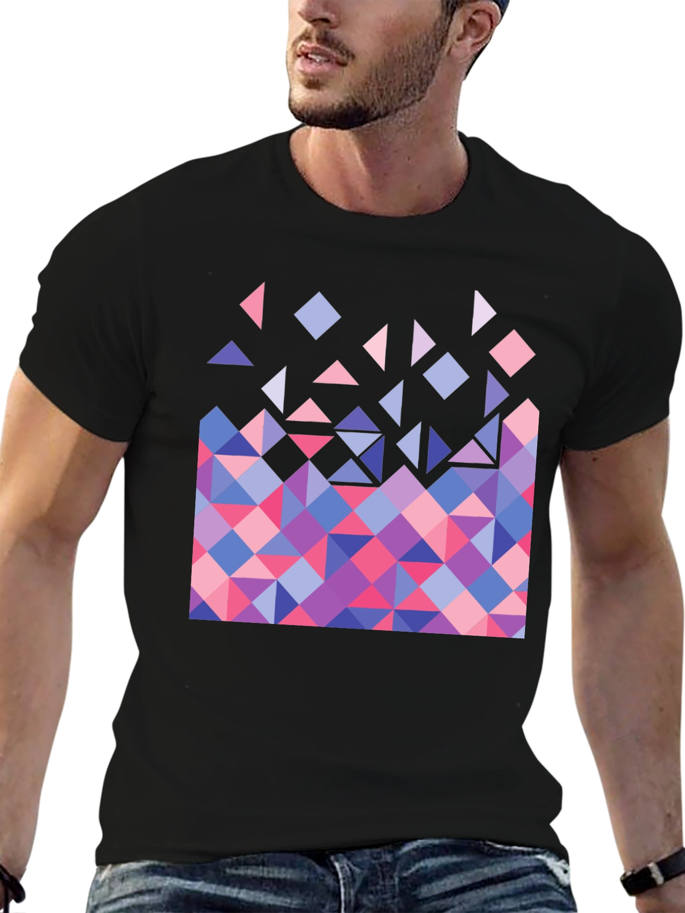 Geometric Triangle Pattern Graphic Tee