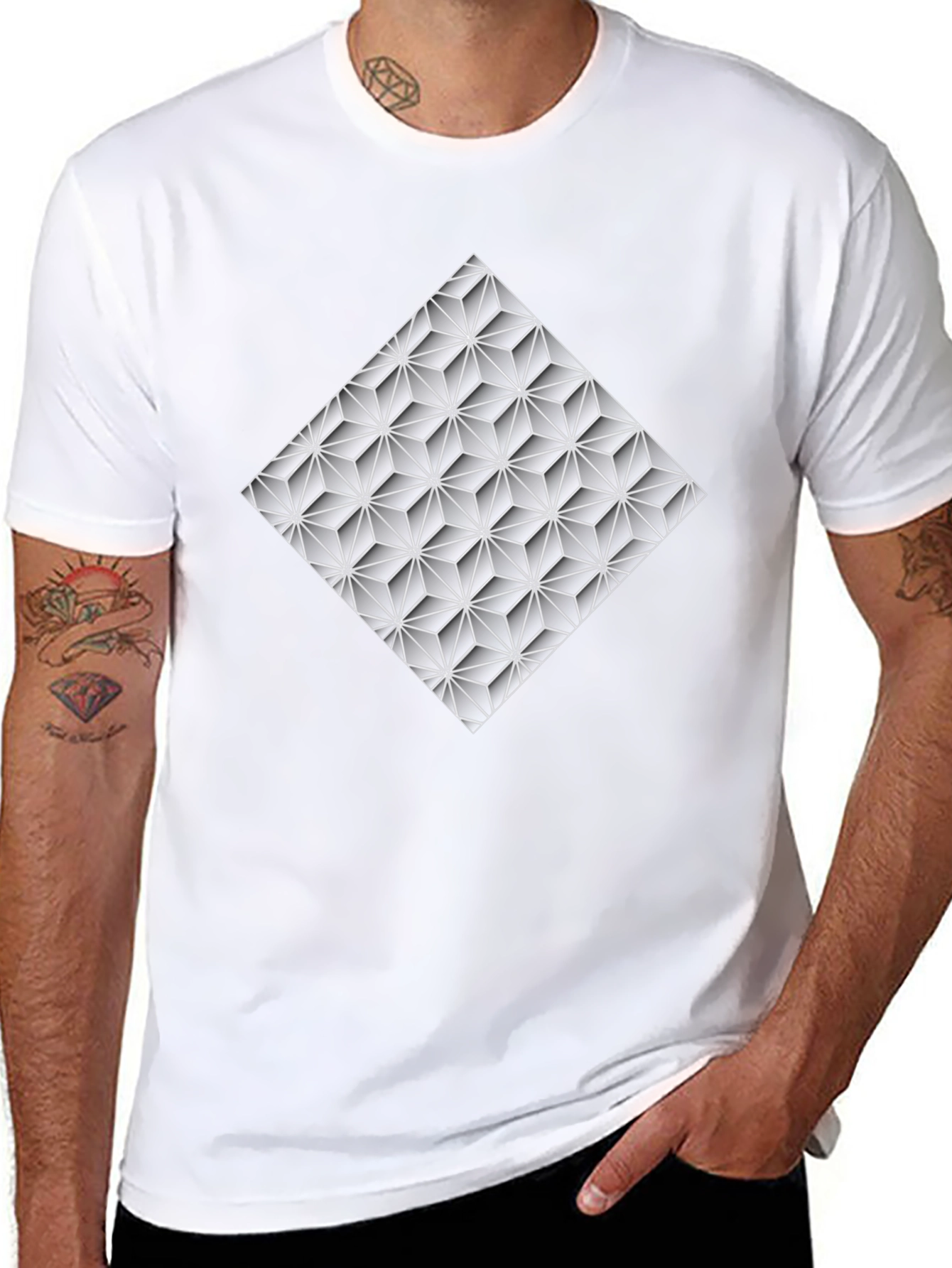 Geometric Pattern Black T-Shirt