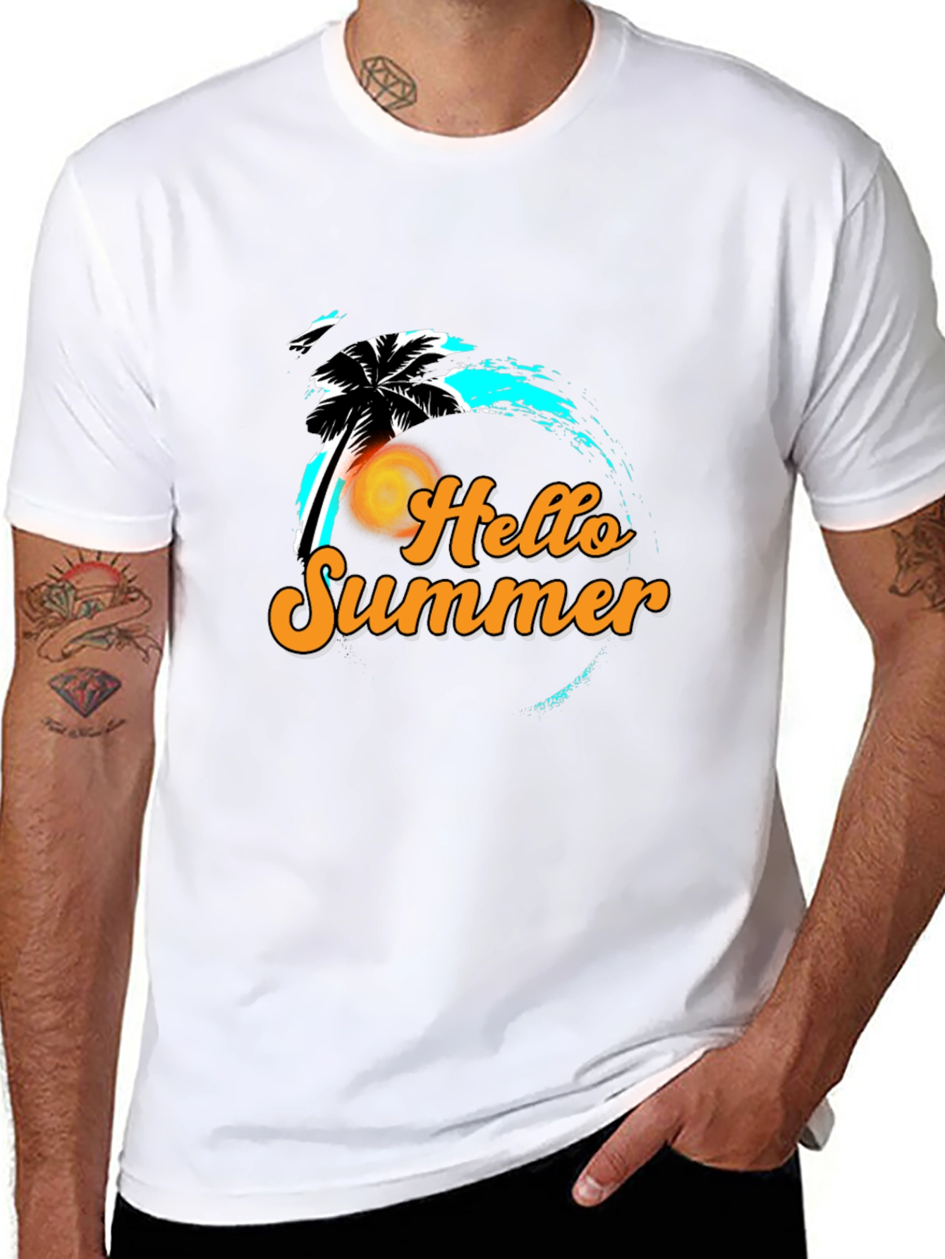 Hello Summer Black Graphic T-Shirt
