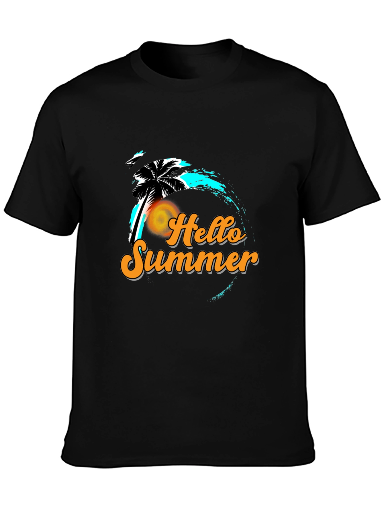 Hello Summer Black Graphic T-Shirt