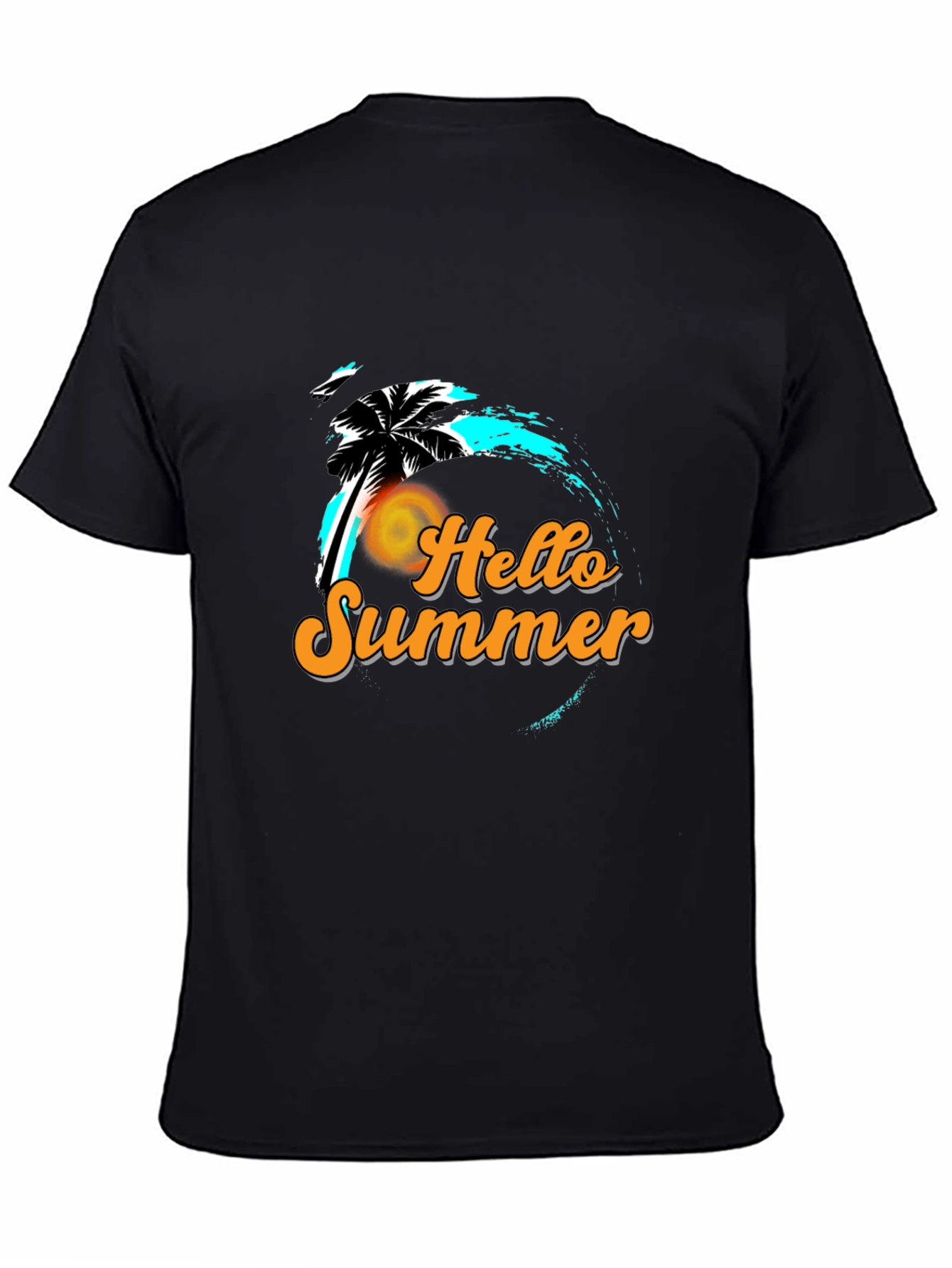 Hello Summer Black Graphic T-Shirt