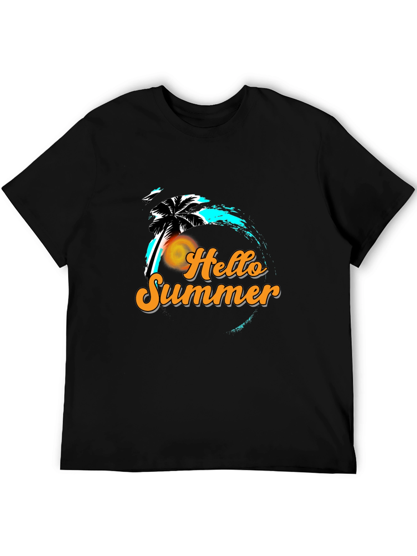 Hello Summer Black Graphic T-Shirt
