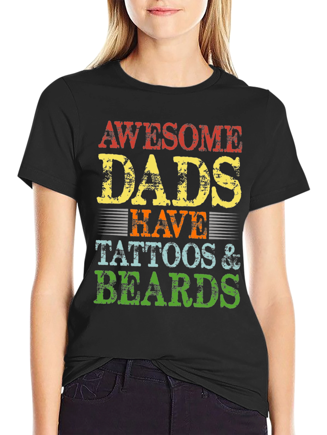 Awesome Dads Tattoos & Beards Graphic T-Shirt