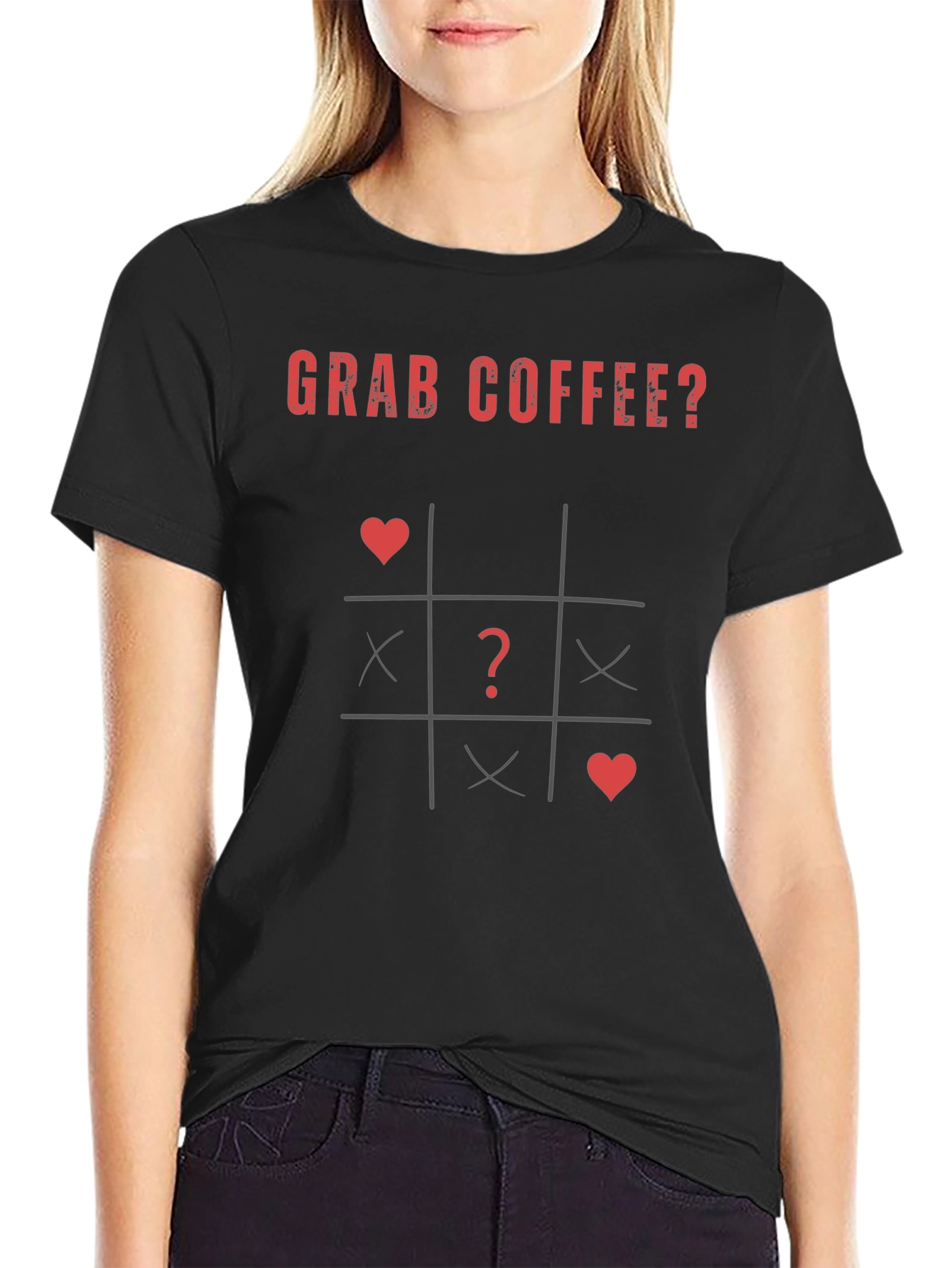 Grab Coffee? T-Shirt - Tic Tac Toe Design