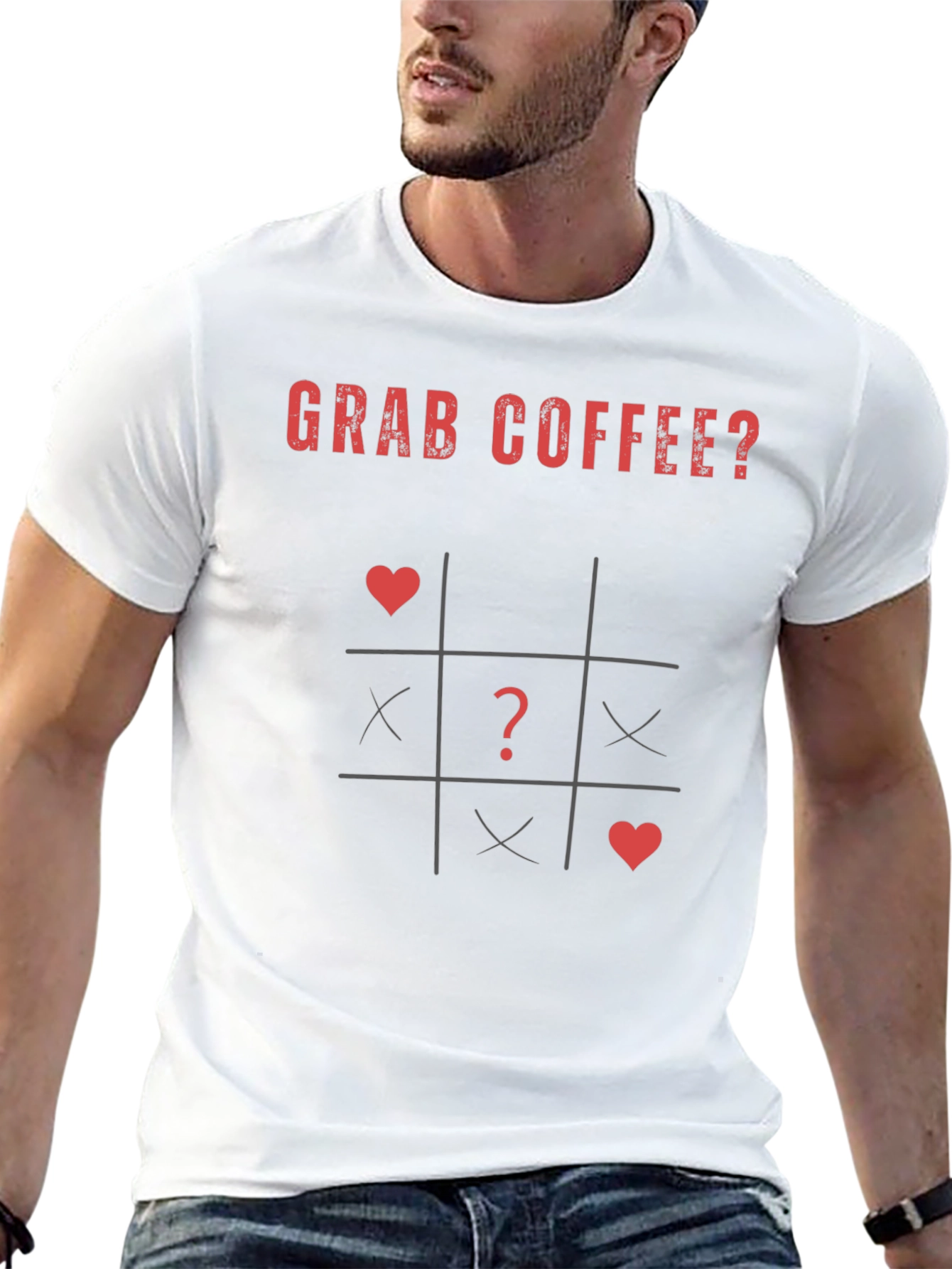 Grab Coffee? T-Shirt - Tic Tac Toe Design