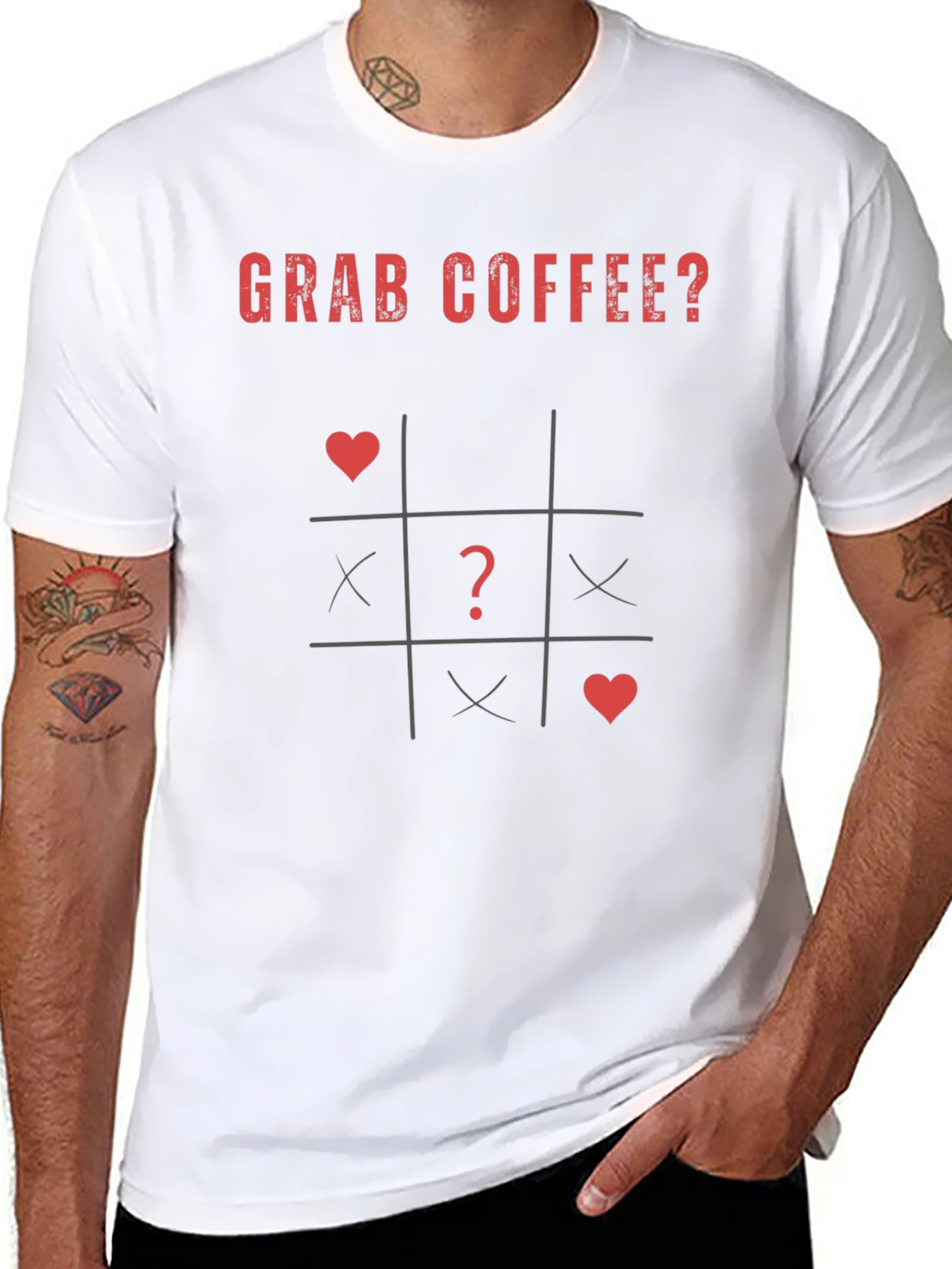 Grab Coffee? T-Shirt - Tic Tac Toe Design