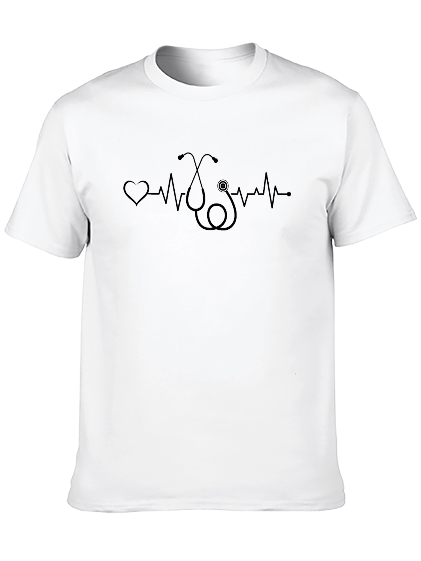 Heartbeat Stethoscope Graphic Black T-Shirt