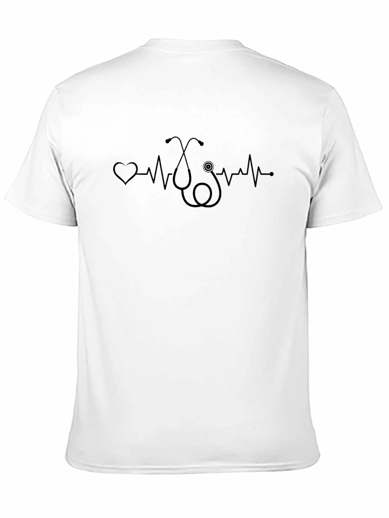 Heartbeat Stethoscope Graphic Black T-Shirt