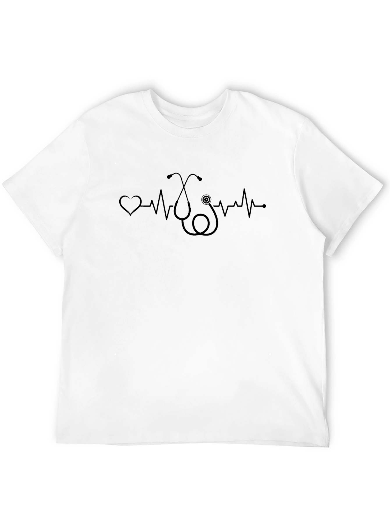 Heartbeat Stethoscope Graphic Black T-Shirt