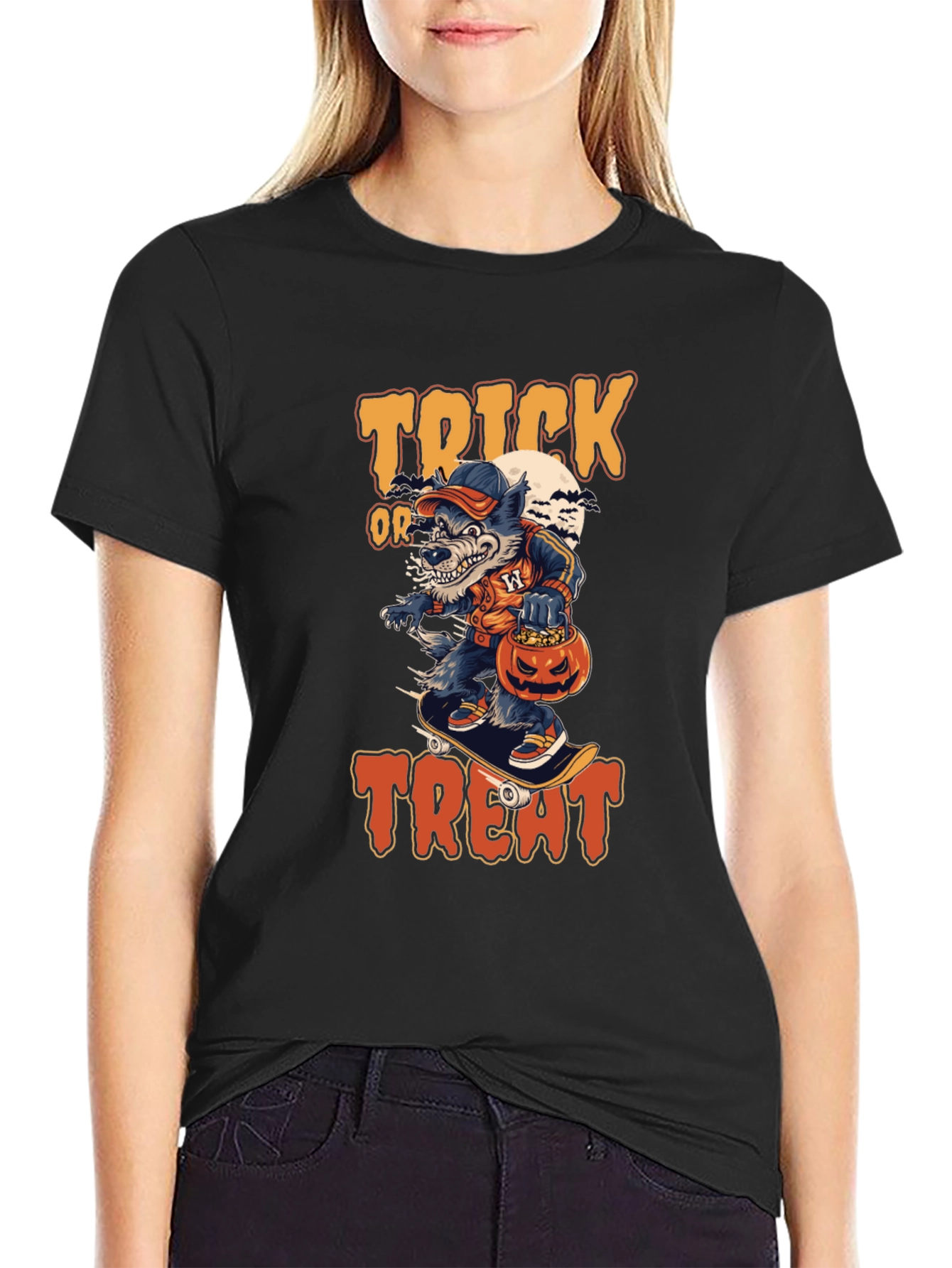 Halloween Wolf Skateboarder T-Shirt