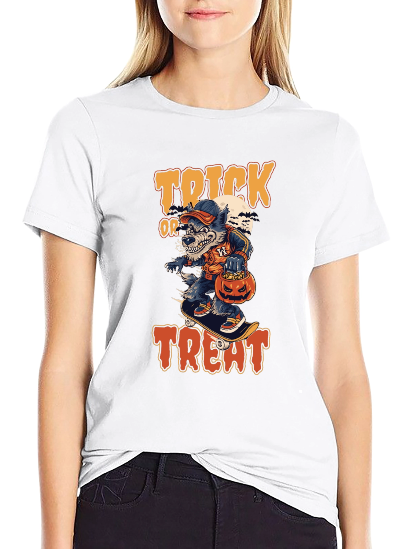 Halloween Wolf Skateboarder T-Shirt