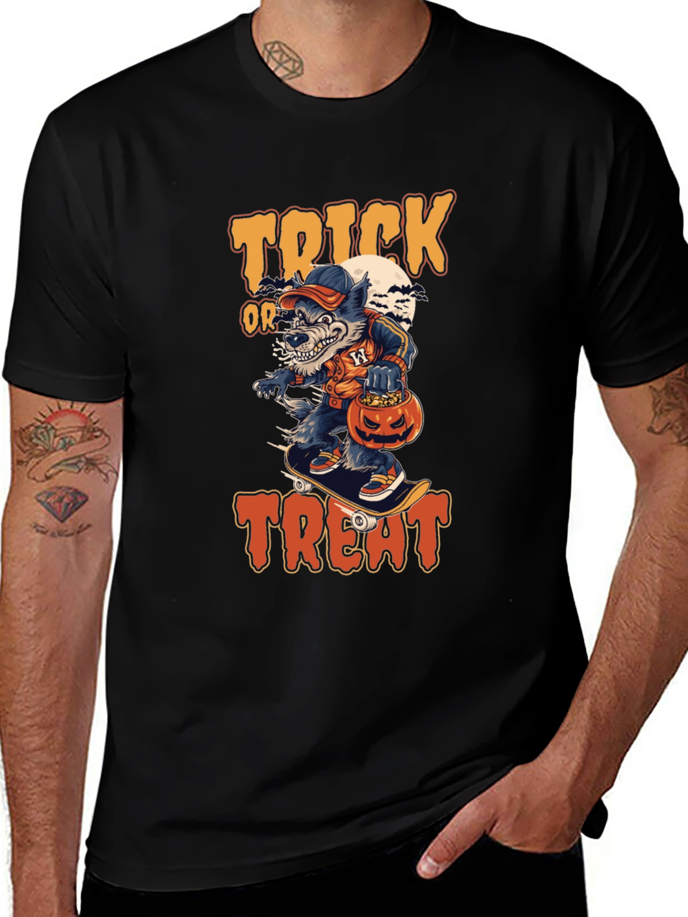 Halloween Wolf Skateboarder T-Shirt