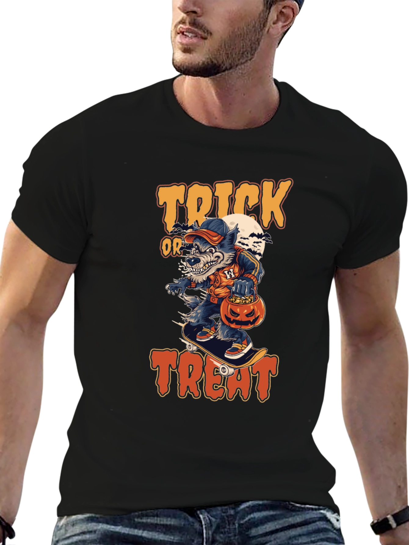 Halloween Wolf Skateboarder T-Shirt